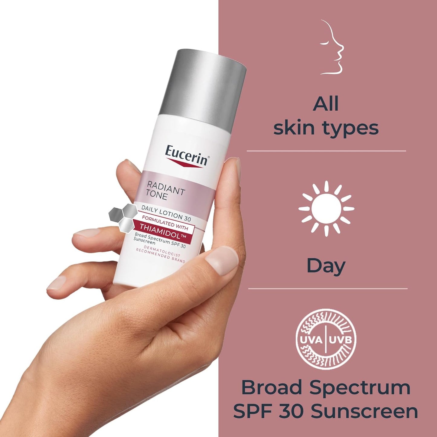 Eucerin Radiant Tone Daily Face Lotion with SPF 30, Dark Spot Corrector with Thiamidol, Face Moisturizer Helps Visibly Reduce the Look of Persistent Dark Spots, All Skin Types, 1.7 Fl Oz Bottle