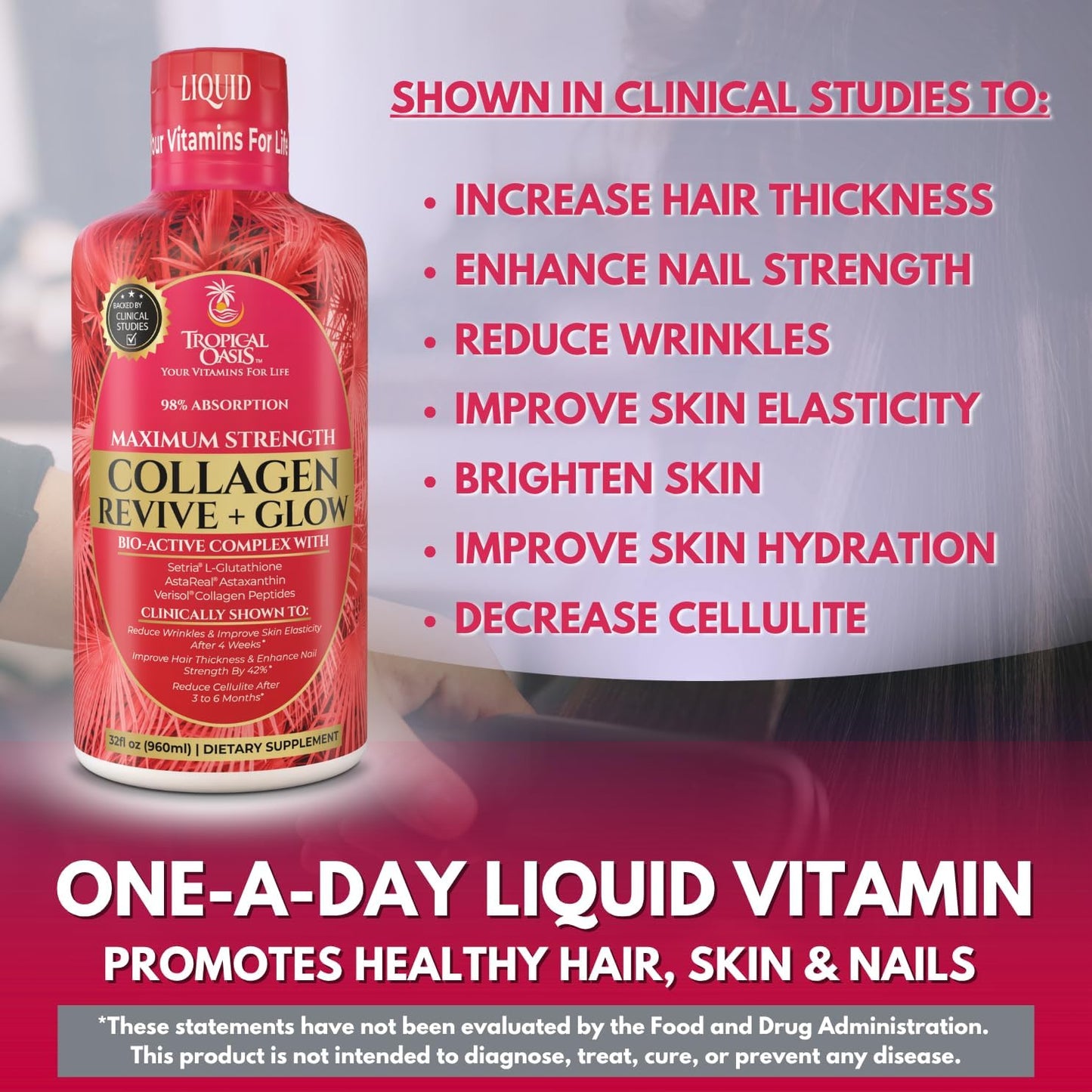 Liquid Collagen Glow for Women & Men– 5000mg VERISOL Hydrolyzed Collagen Peptides + Biotin | Supports Skin Elasticity, Hair Growth, Strong Nails | Clinically Studied Ingredients| 32 Serv