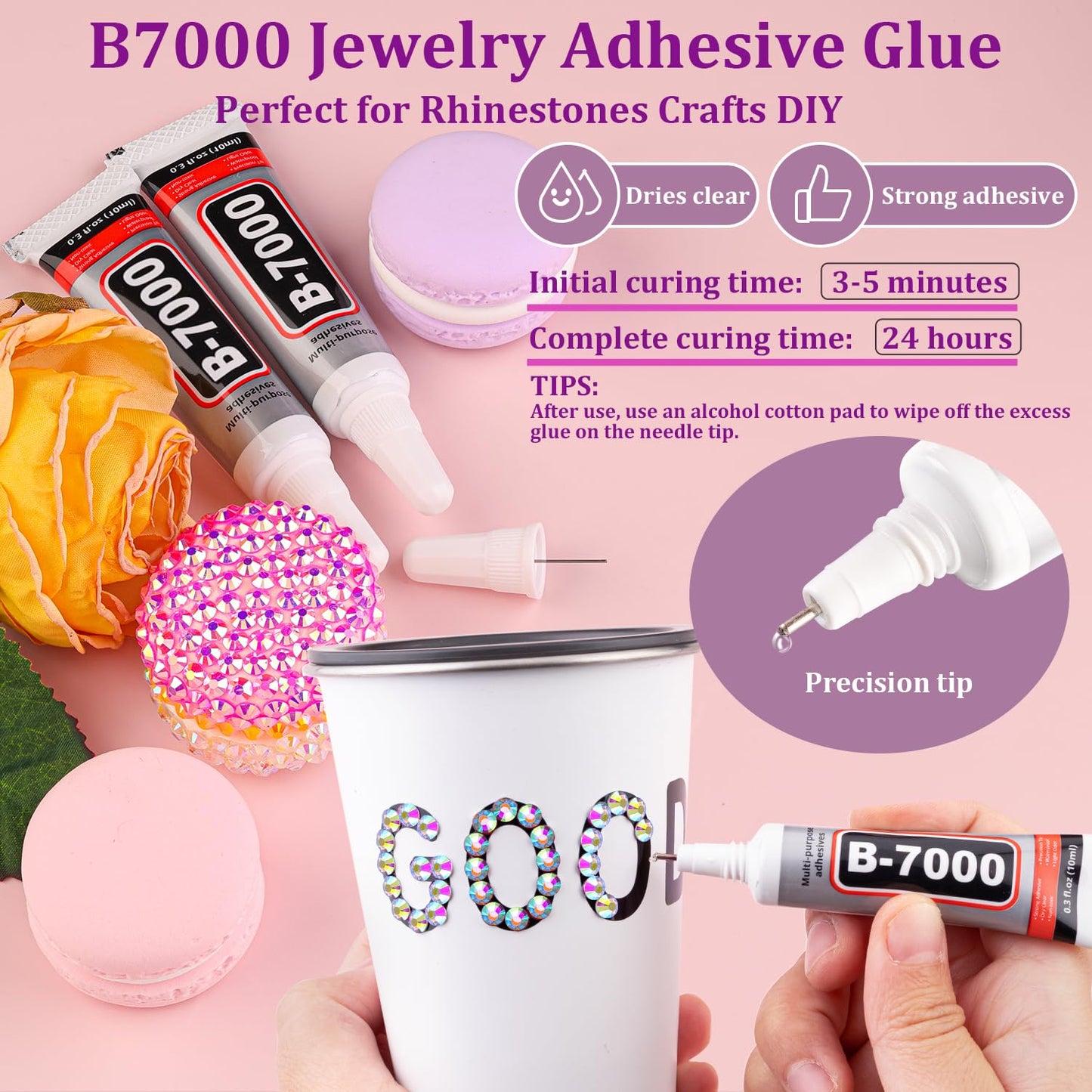25000Pcs Resin Rhinestones with Tweezers for Crafting, AB 2-6mm Mixed Sizes Bedazzling Crystal with 3Pcs 10ml B7000 Jewelry Glue for DIY Crafts Clothing Tumblers Shoes Fabric Nail Art