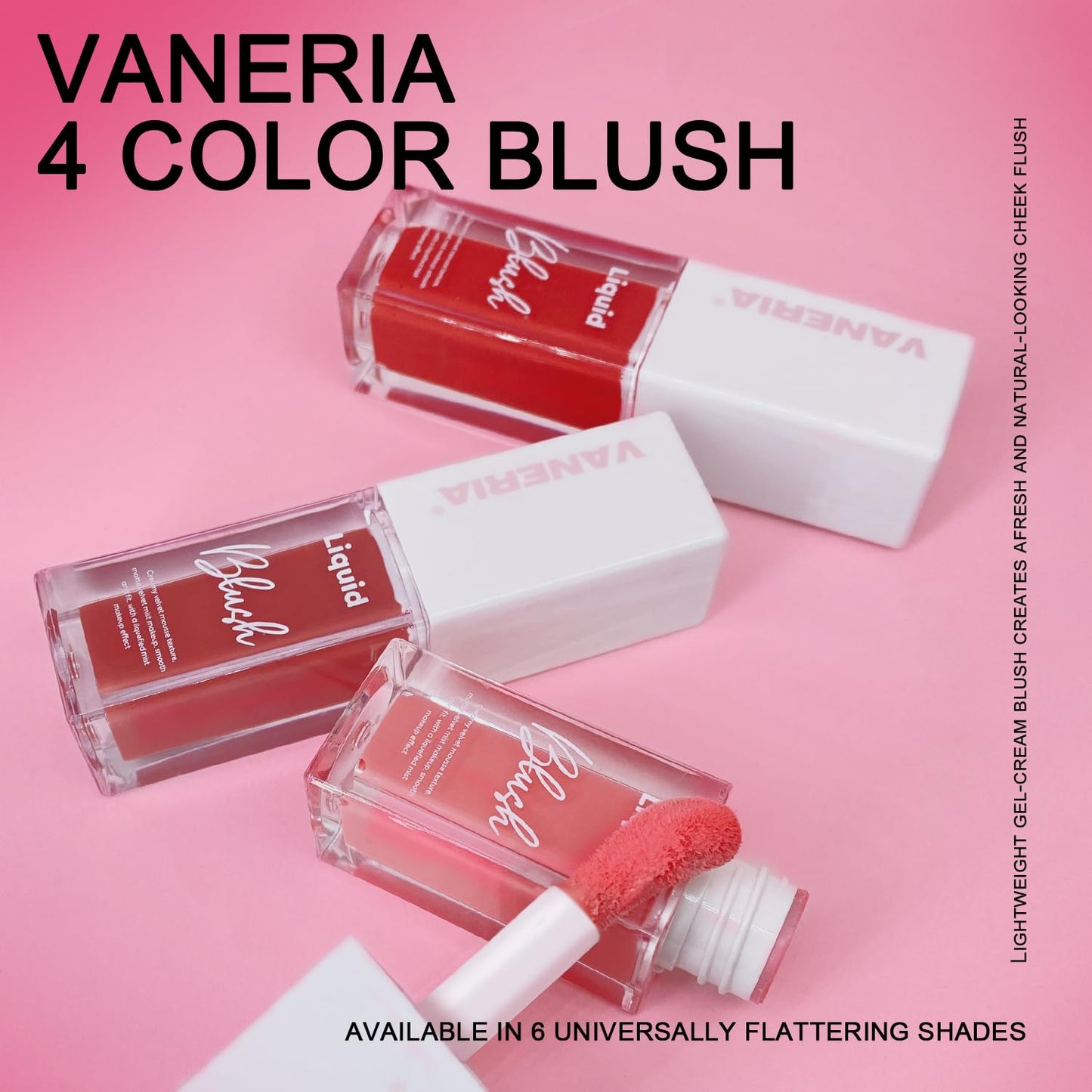 VANERIA Liquid Blush for Cheeks,Long lasting High Pigment Creme Blush,Multi-Use Makeup Blush Stick for Cheeks Lips Eyes,Natural Look Makeup Face Blushes.#3 (5g/0.17oz)