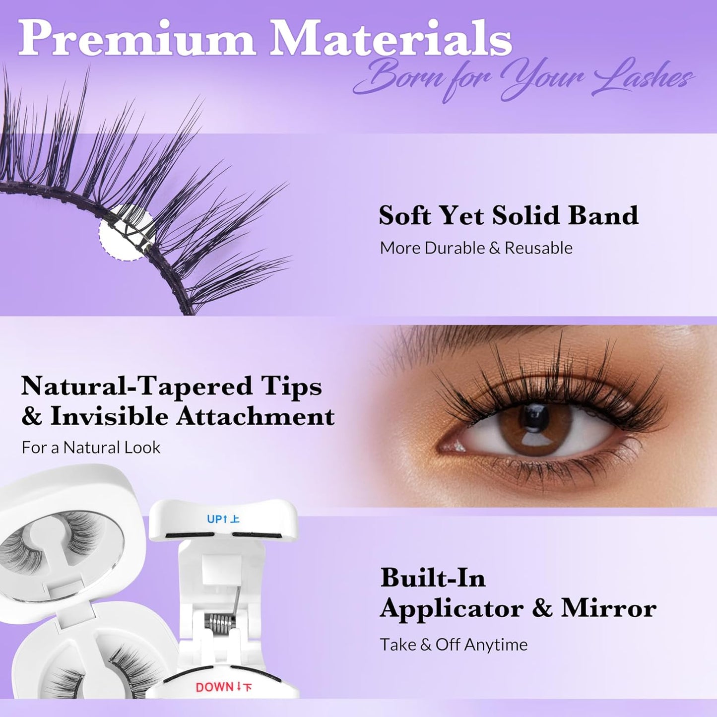 Bepholan Soft Magnetic Lashes with Applicator,No Glue Needed Reusable Soft Magnetic Eyelashes Natural Look Easy to Wear and Remove Waterproof Cruelty-free False Lashes（RC001）