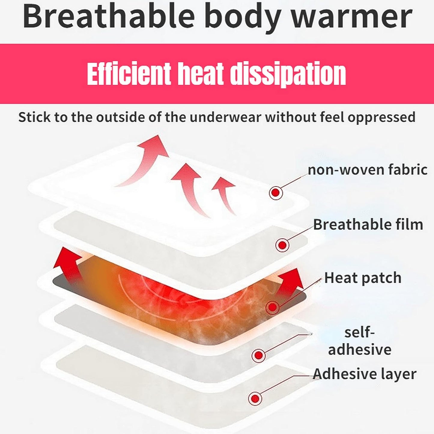 Hot Body Warmers - 60 Pack Disposable Adhesive Patches for Up to 12 Hours of Safe, Natural Heat, Ideal for Outdoor Activities like Skiing, Hiking & More, Fastest Activation for On-the-Go Warmth.