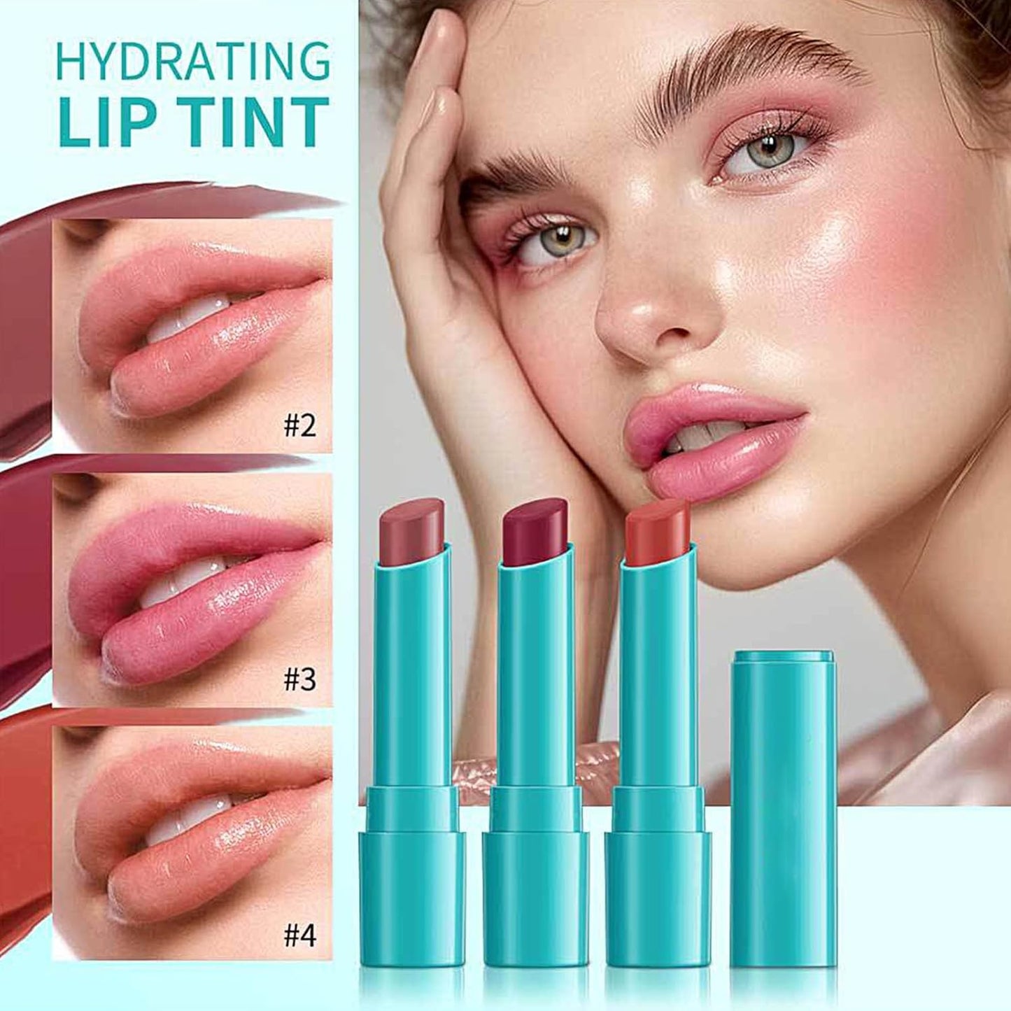 Lip Tint Hydrating, Moisturizing Lip Oil Balm, Long Lasting Waterproof Lip Gloss Non-Stick Cup Lipstick Set, Natural Ingredients Strong Moisturizing Lipstick (Dusty Rose)