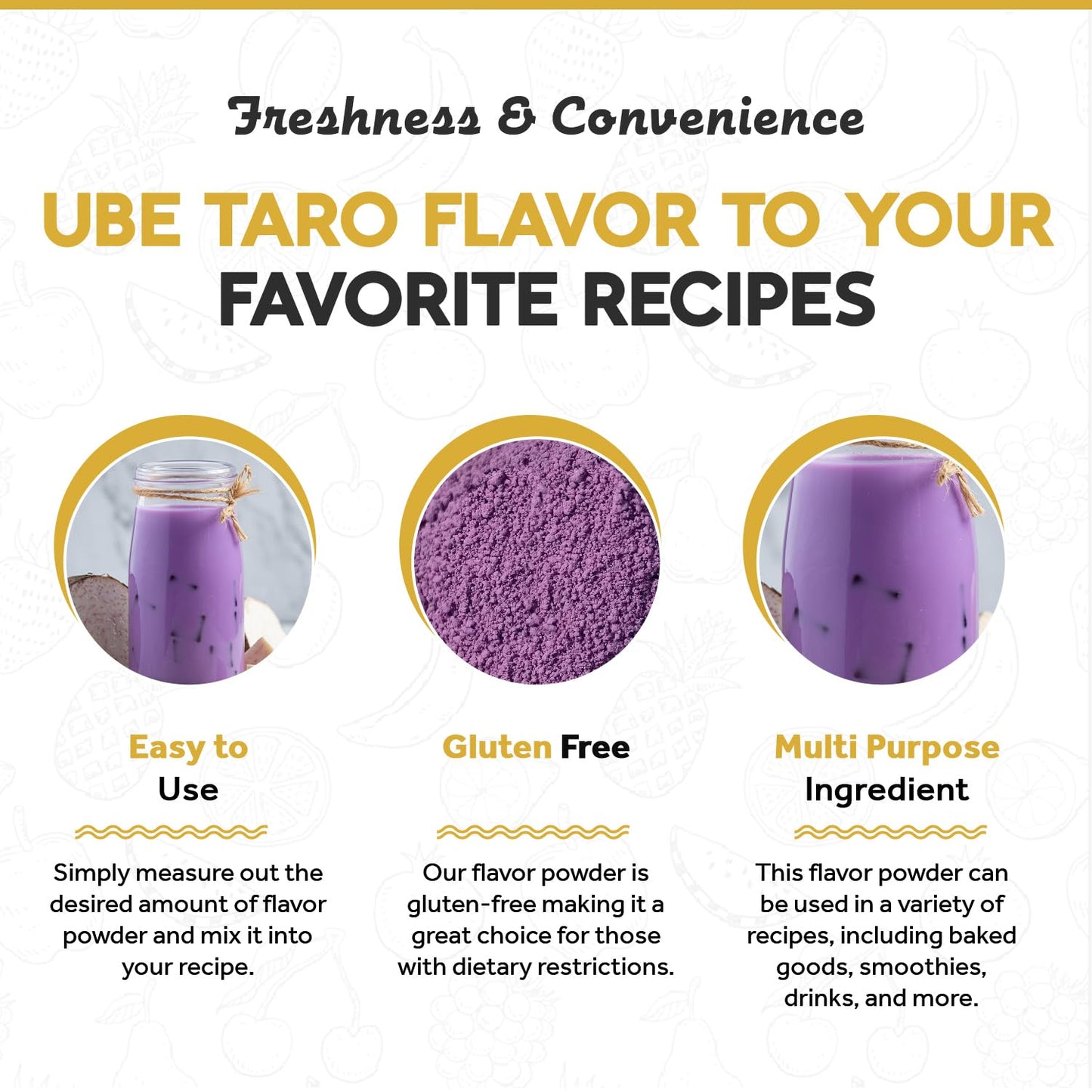 Fanale Premium Ube Taro Bubble Tea Flavoring Powder | Purple Sweet Potato Powder | Perfect for Baking, Smoothies, Desserts and Drinks | Instant Flavoring Powder for Boba Milk Tea | PWD010-B-USA