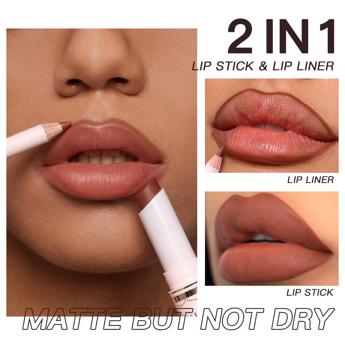 USHAS Lipstick and Lip Liner Combo Set 2 in 1 Waterproof Matte Lipstick pen for Women Lip liner Set Long Lasting with Makeup Set (Y15, Pack of 1)