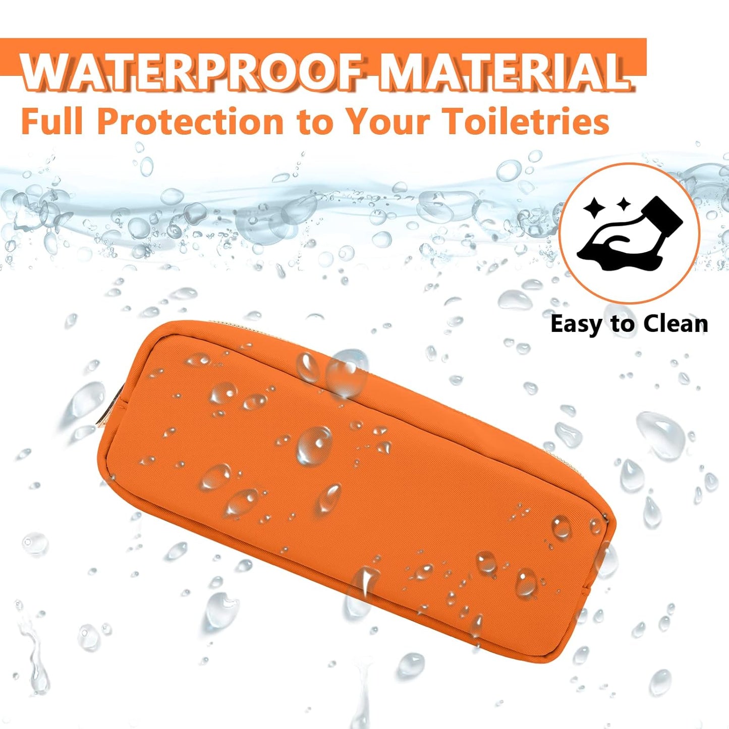 Small Pencil Case Makeup Bag for Purse, Cute Pencil Pouch Preppy Nylon Makeup Brush Bag with Zipper, Girls Portable Stationery Storage Case Small Pen Bag for Office School College(Slim-Peach)