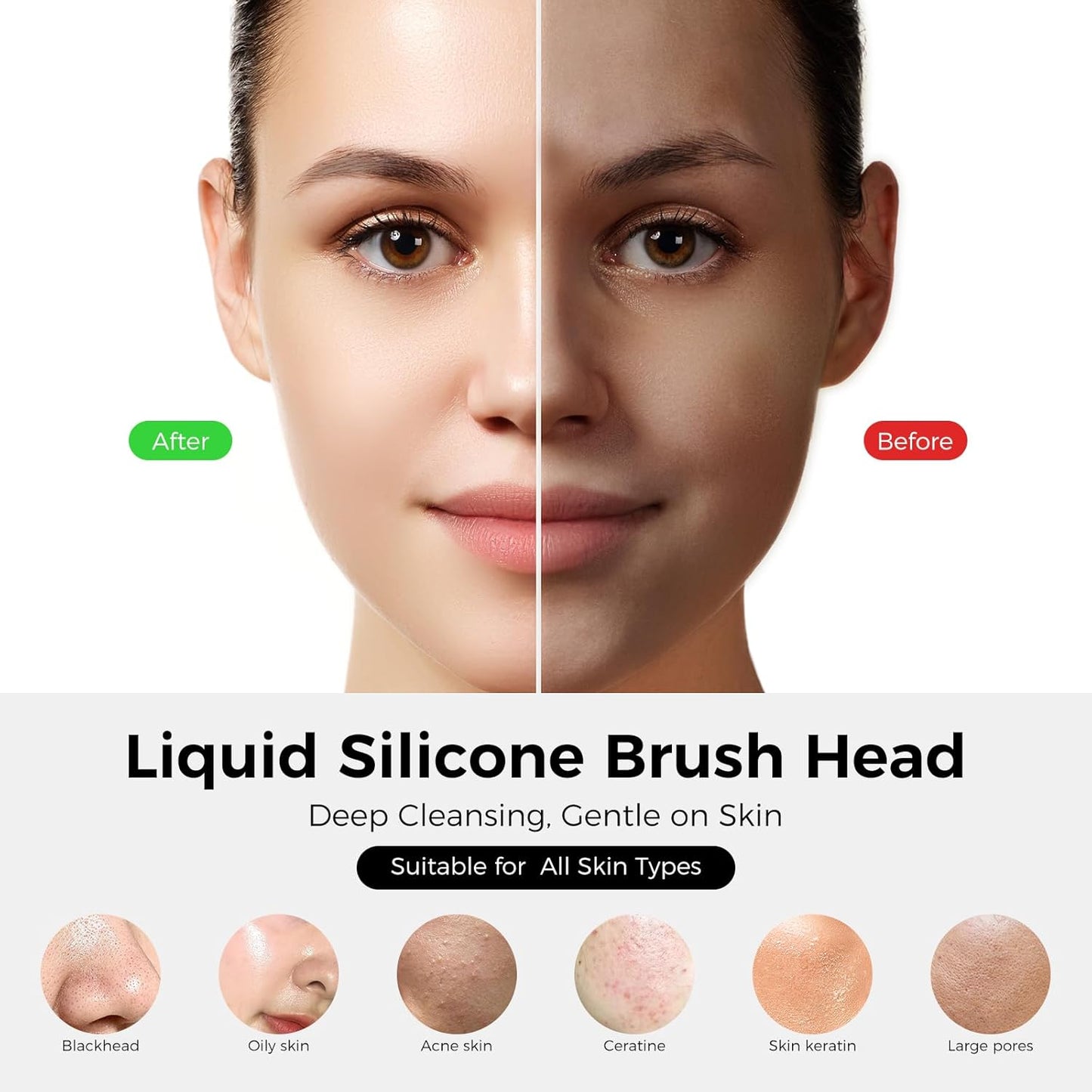 Facial Cleansing Brush: Rechargeable LED Electric Face Cleansing Brush with 4 Gentle Light Liquid Silicone Modes Face Scrubber Exfoliator,IPX7 Waterproof Ideal Gift for Men and Women-Purple