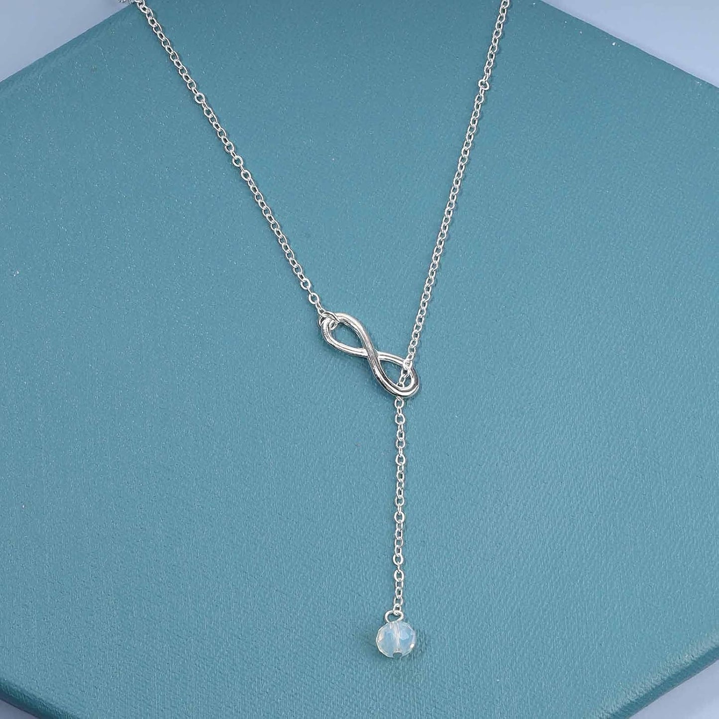 Boho Crystal Infinity Necklace Gold Y Necklace Minimalist Crystal Y Lariat Necklace Chain Jewelry for Women and Girls
