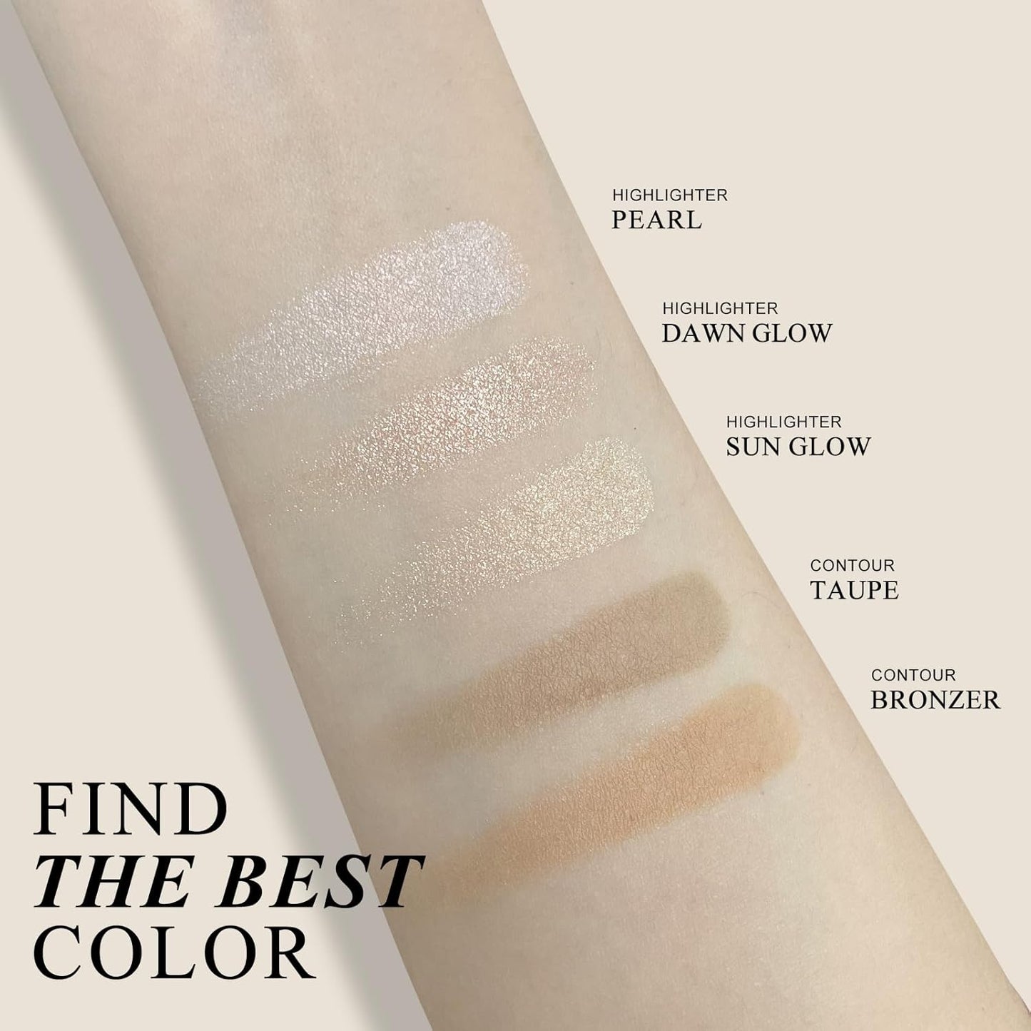 KYDA Face Highlighter Palette, High Glossy Face Illuminator Palette, Natural Glow Finish, Pearl Shimmer Smooth Baked Powder, Lasting Sparkling Highlighter Makeup-DAWN GLOW