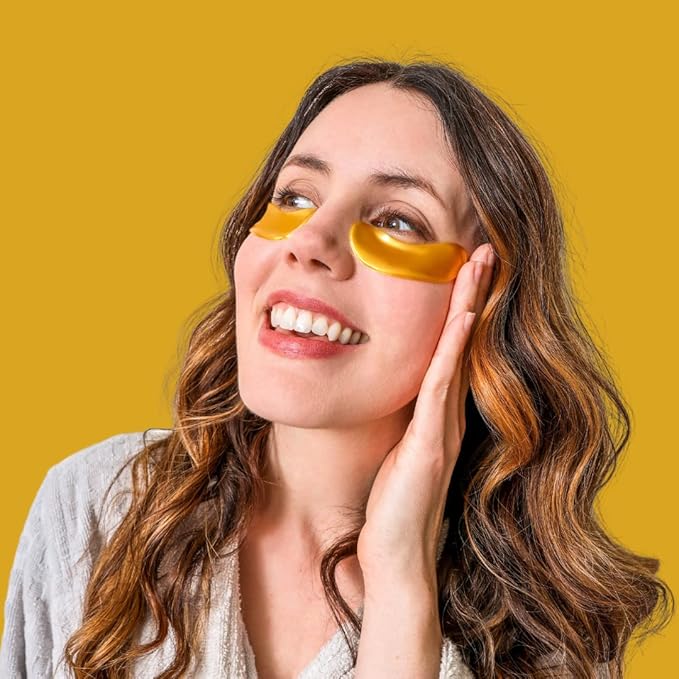 Revitalize Your Skin with 24K Gold Eye Mask - Reduce Puffy Eyes, Dark Circles, Wrinkles, and Fine Lines - 15 Pairs of Refreshing Eye Gels