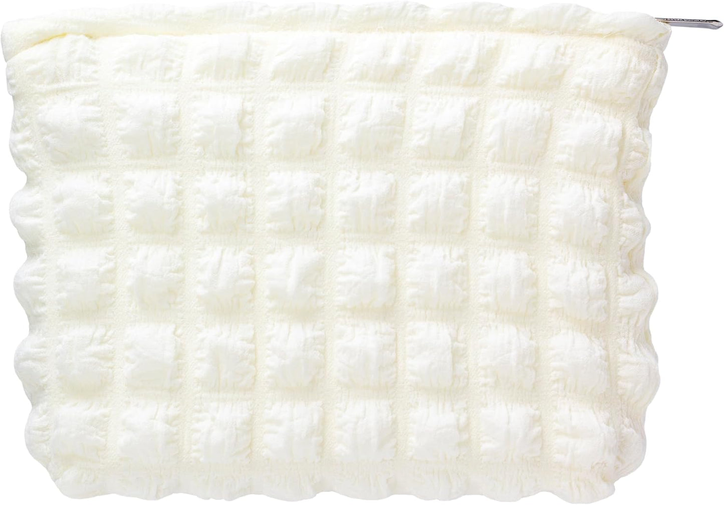 PAZIMIIK Floral Makeup Bag Large Cotton Zipper Pouch for Purse Travel Canvas Make Up Organizer for Women Cosmetic,Bubble Beige