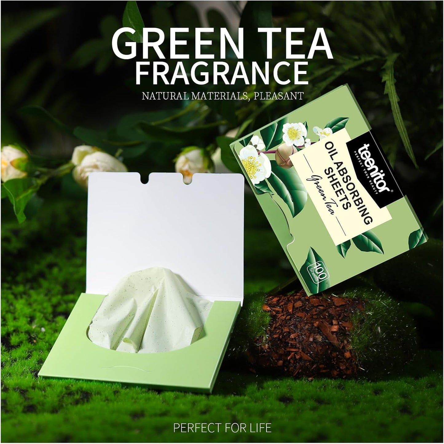 Teenitor Oil Blotting Sheets for Face, 2400 Sheets Oil Absorbing Sheets for Face, Green Tea Oil Absorbent Pads Oil Blotting Paper for Oily Skin, Face Oil Wipes Oil Sheets for Women Men, Large 10cmx7cm