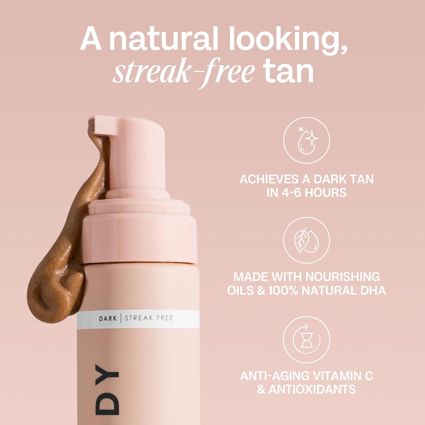 Bali Body Self Tanner Mousse Dark – Sunless Tanning Foam for Body | Natural, Streak-Free, Fake Tan | Vegan, Cruelty-Free, Organic Self Tan Mousse for All Skin Types (200ml/6.7 fl oz)