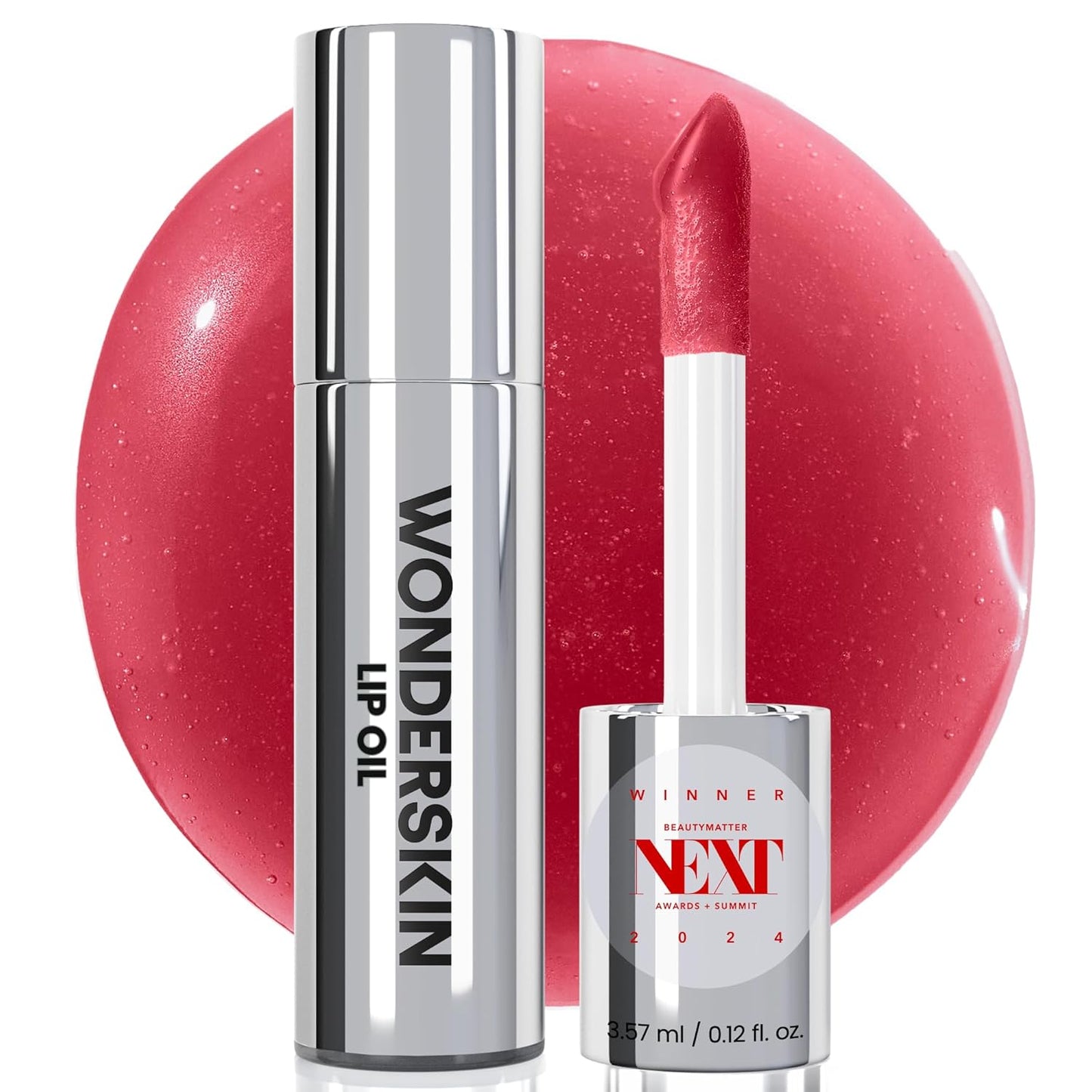 Wonderskin Lip Oil Rehab Serum - Tinted Lip Oil for Women, Hydrating, Moisturizing, and Non-Sticky Red Tint Serum for Dry Lips (Amour)