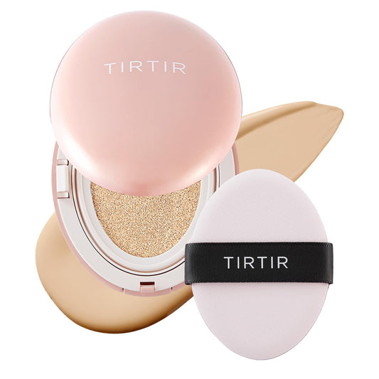 TIRTIR Mask Fit All Cover Pink Cushion Foundation | High coverage, Velvety Matte Finish, Lightweight, Flawless, Corrects Redness, Korean Cushion (#17W French Vanilla, Full Size, 0.63 Fl Oz)