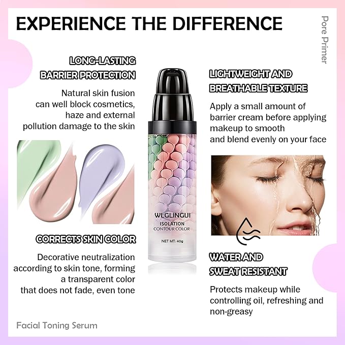One Step Color Corrector,Tri-Color Color Correcting Facial Serum,Moisturizing Color Changing Foundation,Oil Control Tinted Moisturizer Isolation Cream for Face Makeup Primer Base