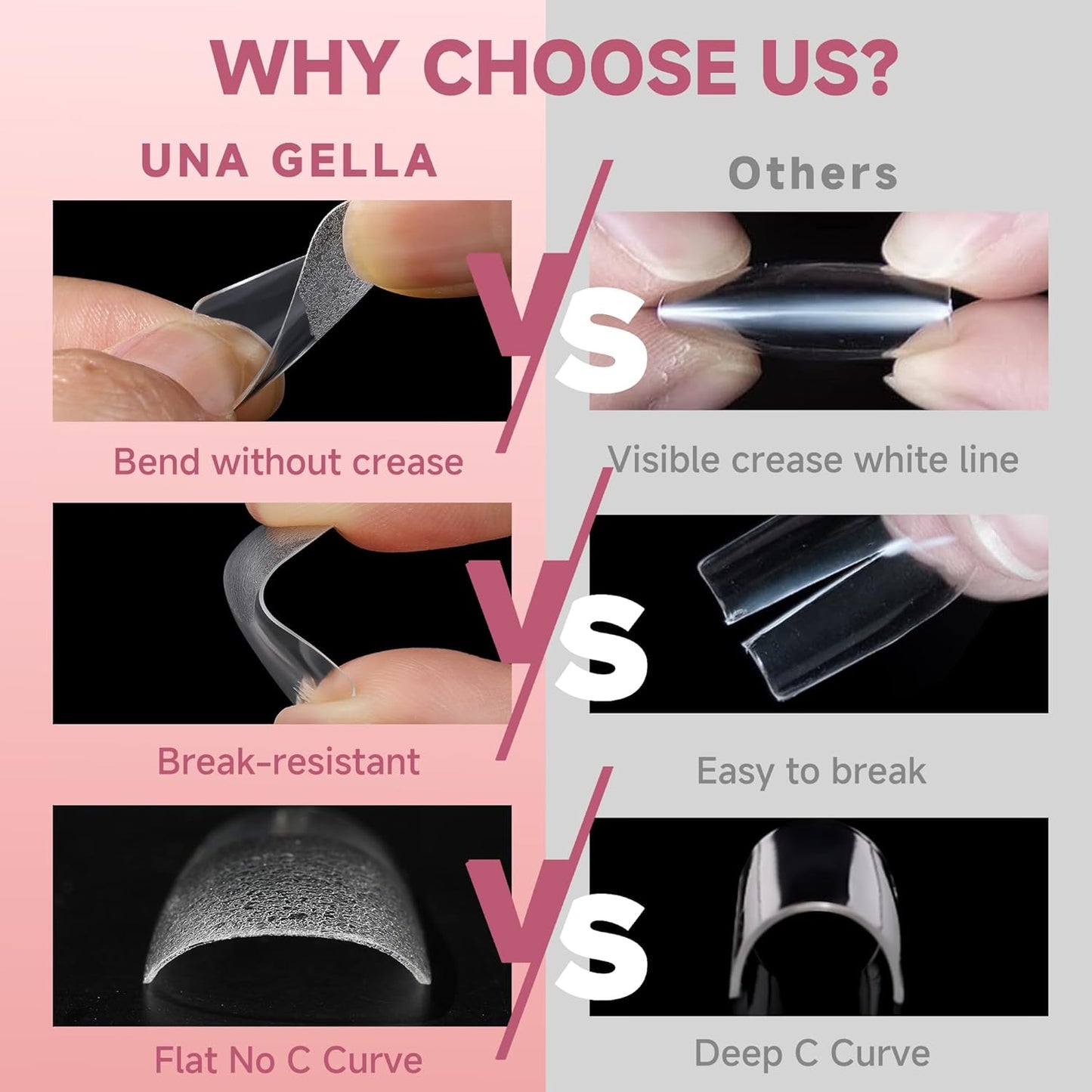 UNA GELLA Medium Square Gel Nail Tips Half Matte 312pcs Medium Square Gel Nails Full Cover False Acrylic Nails Tips for Press On Nails DIY Art Salon Nail Extensions, 12 Sizes