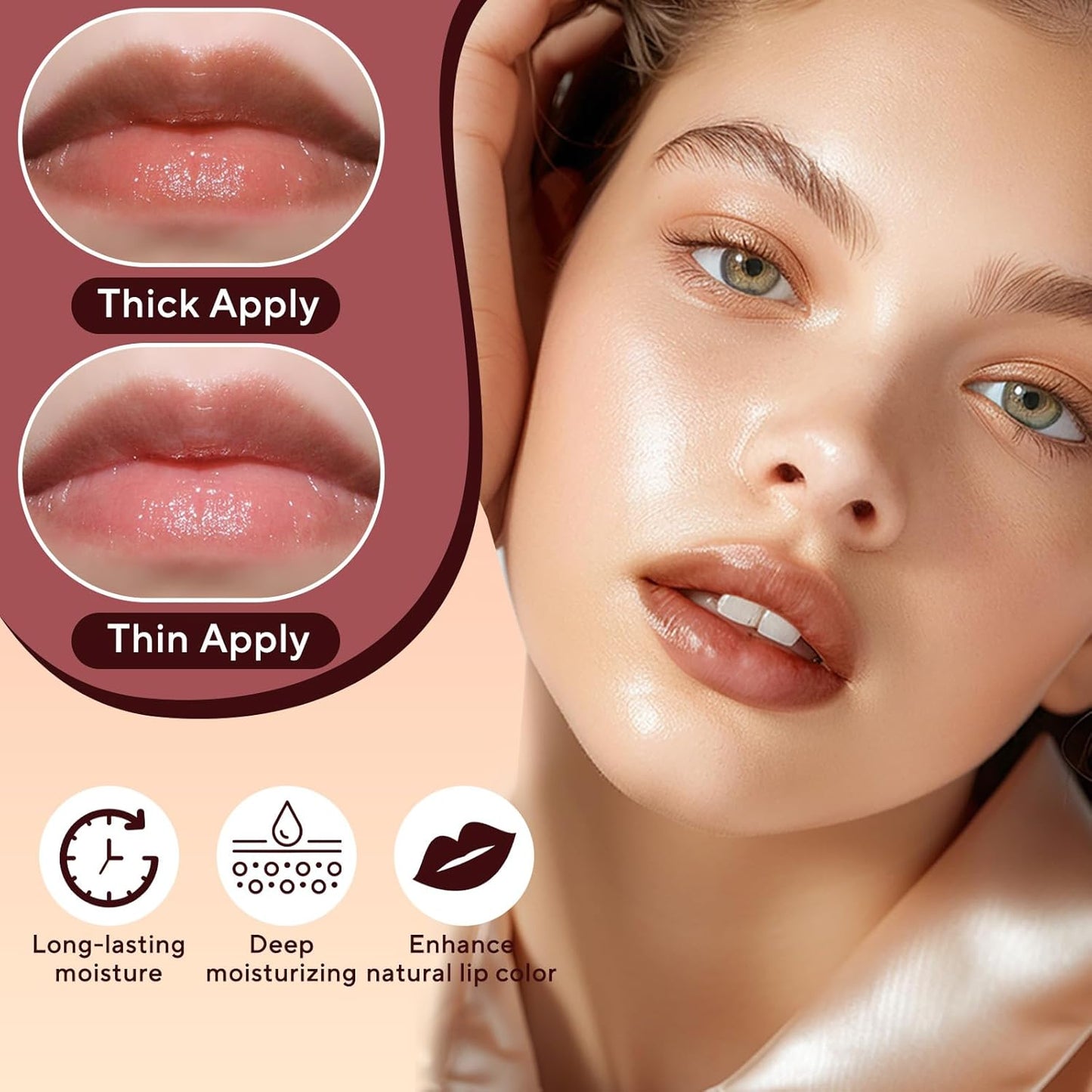 Honey Lipstick Tinted Lip Balm, Sheer Lightweight Lip Stain for All Skin Tones, Moisturizing Nourishing Lipstick for Women All Skin Tones, a Hint of Natural Cherry Tint, Pack of Black & Pink