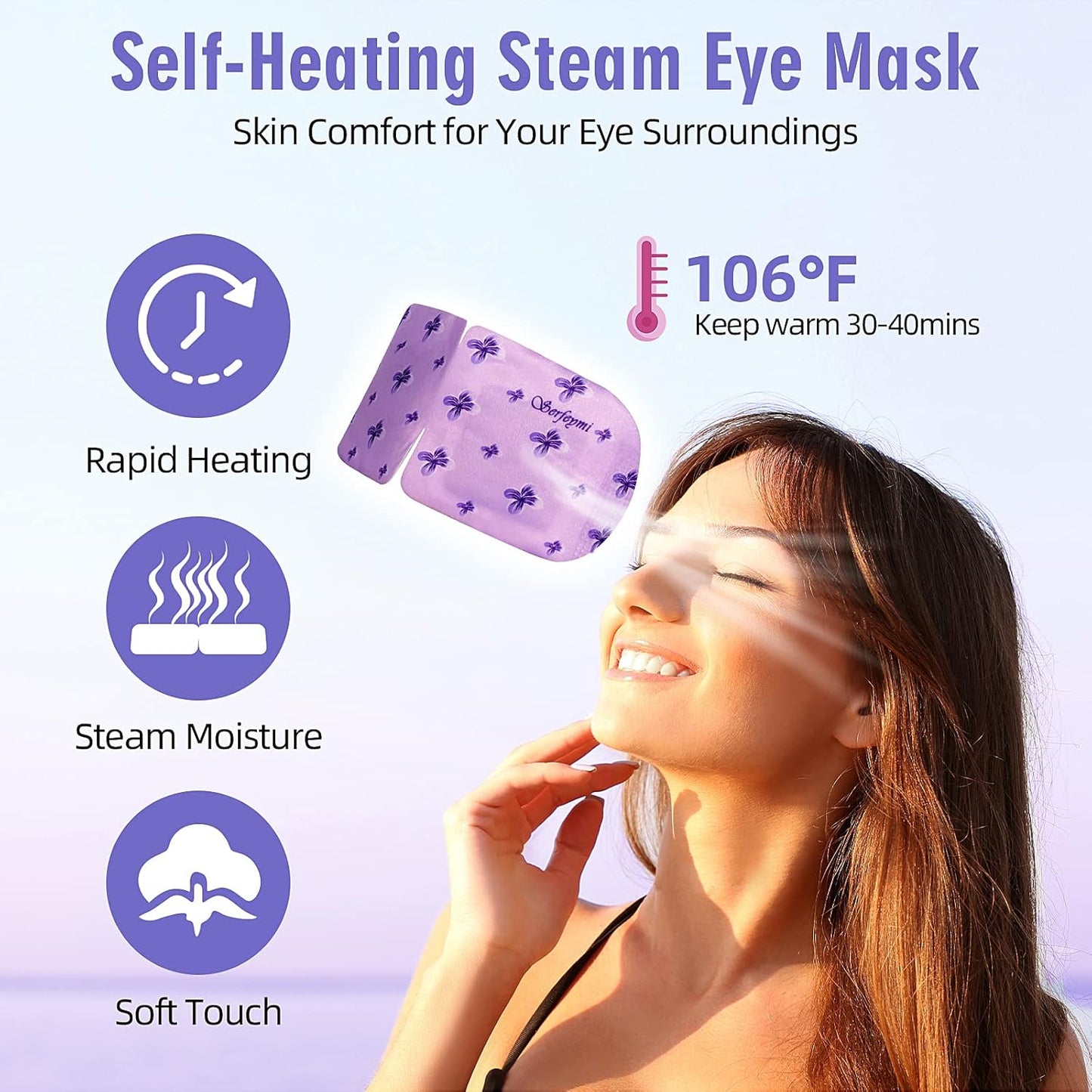 Serfeymi 22 Packs Steam Eye Mask Self-Heating Warm Eye Mask, Disposable Eye SPA Heated Eye Mask for Sleeping, Relieve Eye Fatigue, Gifts for Mother's Day, SPA Care (Lavender)