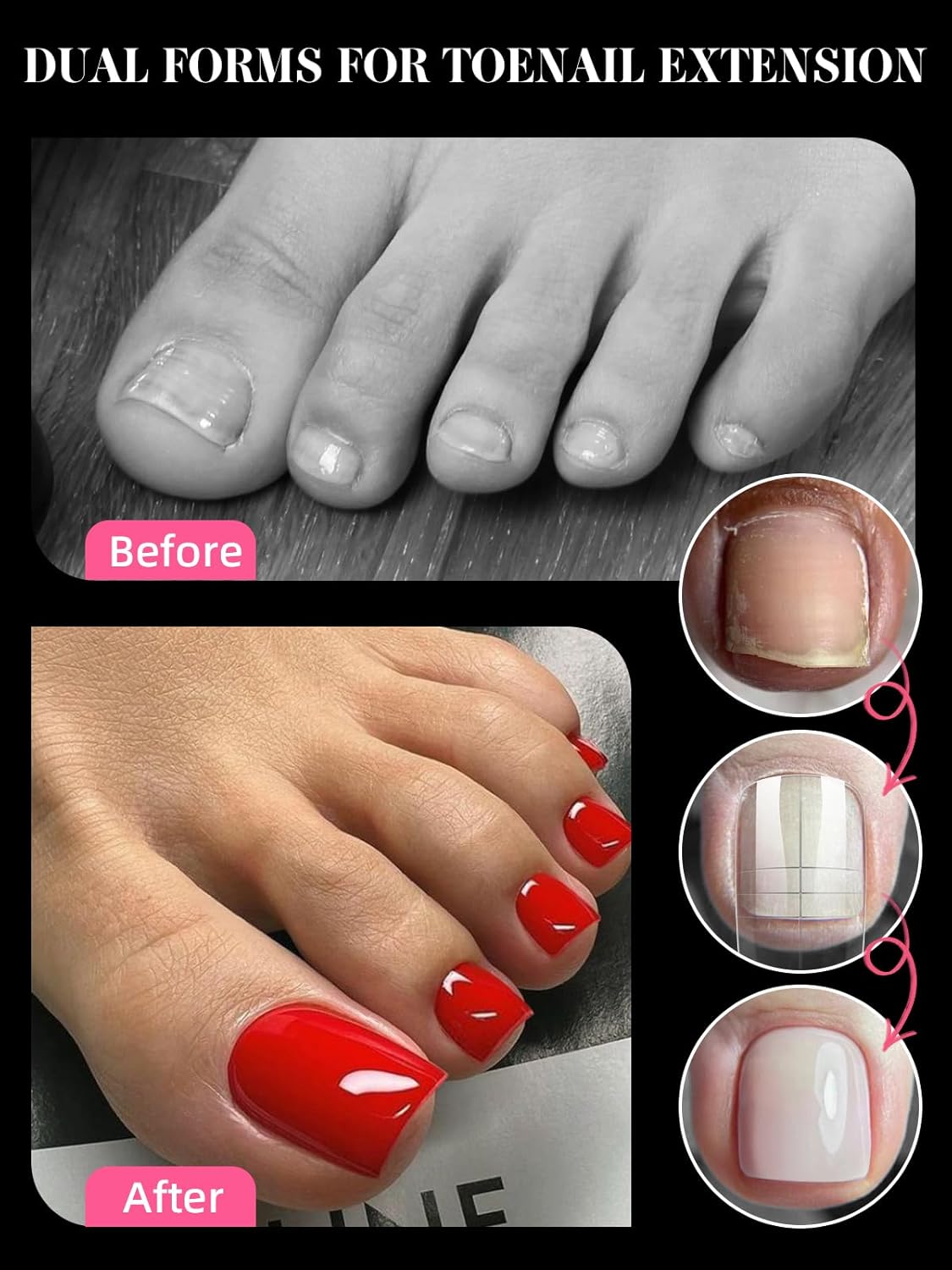 600 Pcs Toe Nail Dual Forms for Poly Extension Gel, EBANKU Toenail Extension Forms Reusable Full Cover Molds for French Tip Acrylic Toenails Pedicure for Salon & DIY at Home 15 Sizes