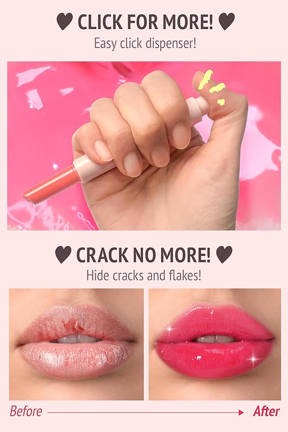 Veganize Collagen Lip Glass Balm | Hydrating Lip Balm in 9 Vibrant Colors | Moisturizing Lip Care Infused with Collagen Jelly Magic | No Animal Trial Lip Balm 0.06 oz (No. 7 Pale Petal)