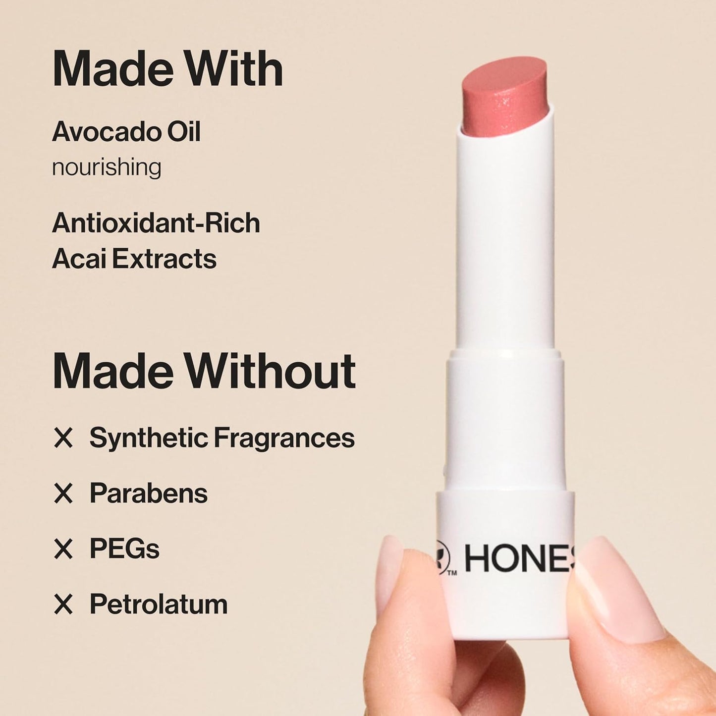 Honest Beauty Moisturizing Vegan Tinted Lip Balm | Antioxidant-rich Acai Extracts + Avocado Oil | Paraben Free + Cruelty Free | Lychee Fruit