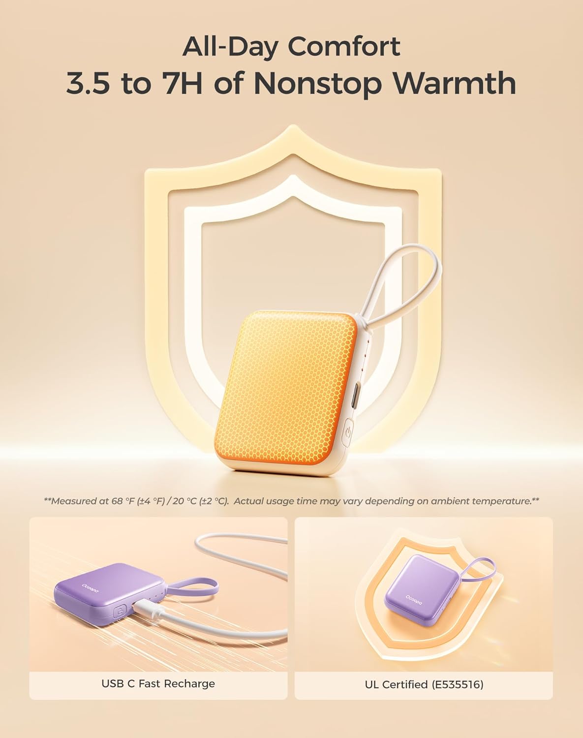 OCOOPA Hand Warmers Rechargeable, Smart Temp Control 7H*2 Long Safe Heat, Ultra Slim, Pocket-Size Design That Fits Gloves, Gifts for Women, Outdoor, Office, Commute (UT5 Nano)