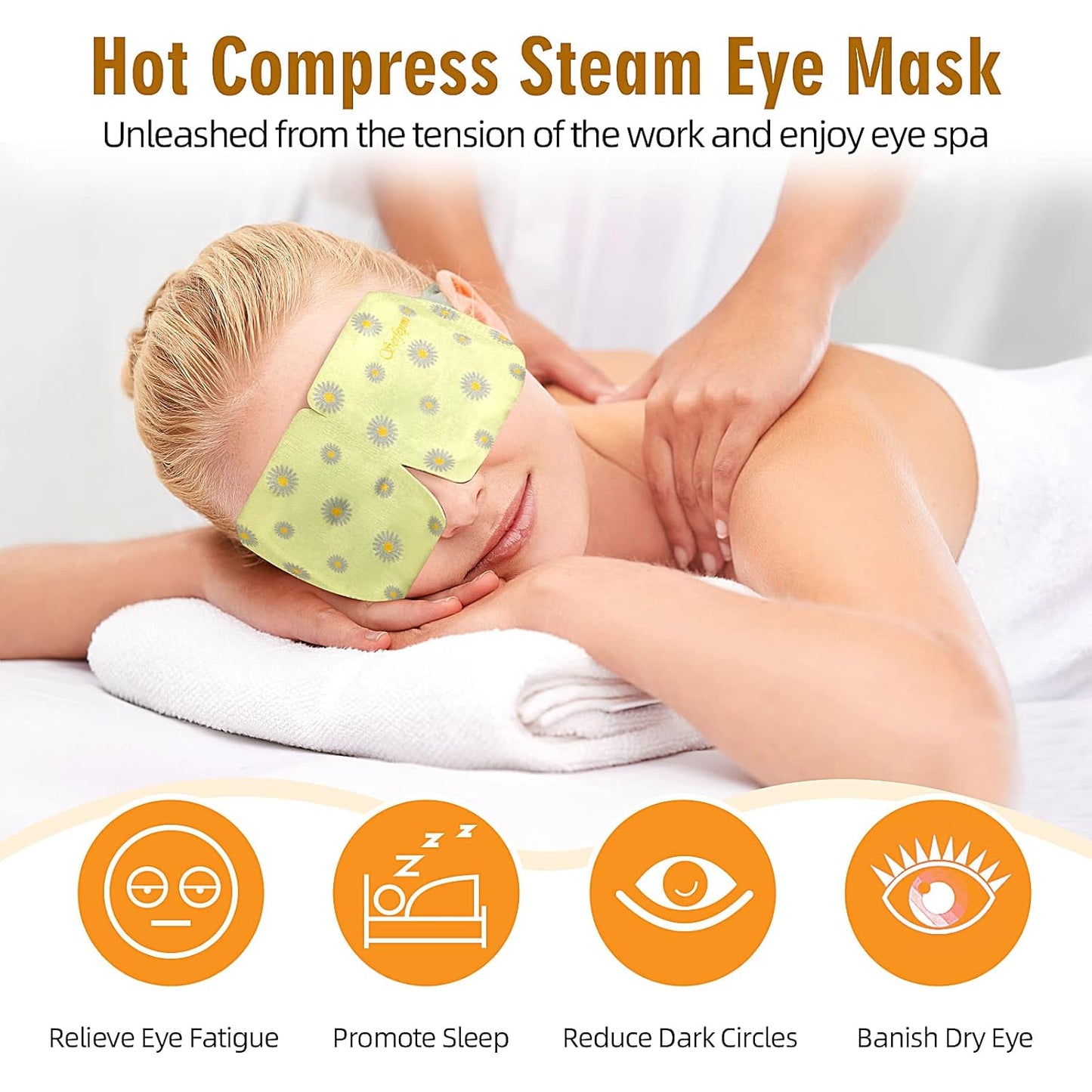 Serfeymi Steam Eye Masks Relieve Eye Fatigue, Eye Patch Self Heating Warm Eye Mask, Disposable Eye SPA Heated Eye Mask for Dry Eyes, Dark Circles, Tired Eyes -Unscented(5PCS)+ Chamomile(5PCS)