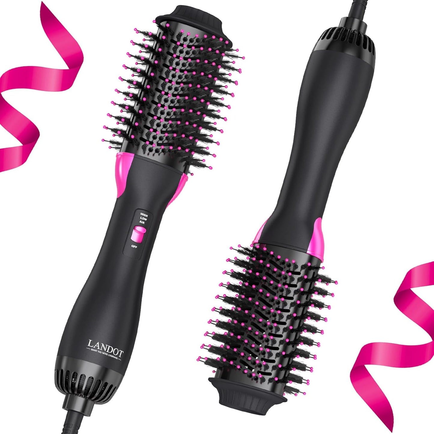 Hair Dryer Brush Blow Out Brush - Hot Air Styler and Volumizer for Smooth, Frizz-Free Results - 60mm Oval Barrel HairDryer for Salon Blowout & Dry Quickly - One-Step Drying Volumizing Straightening