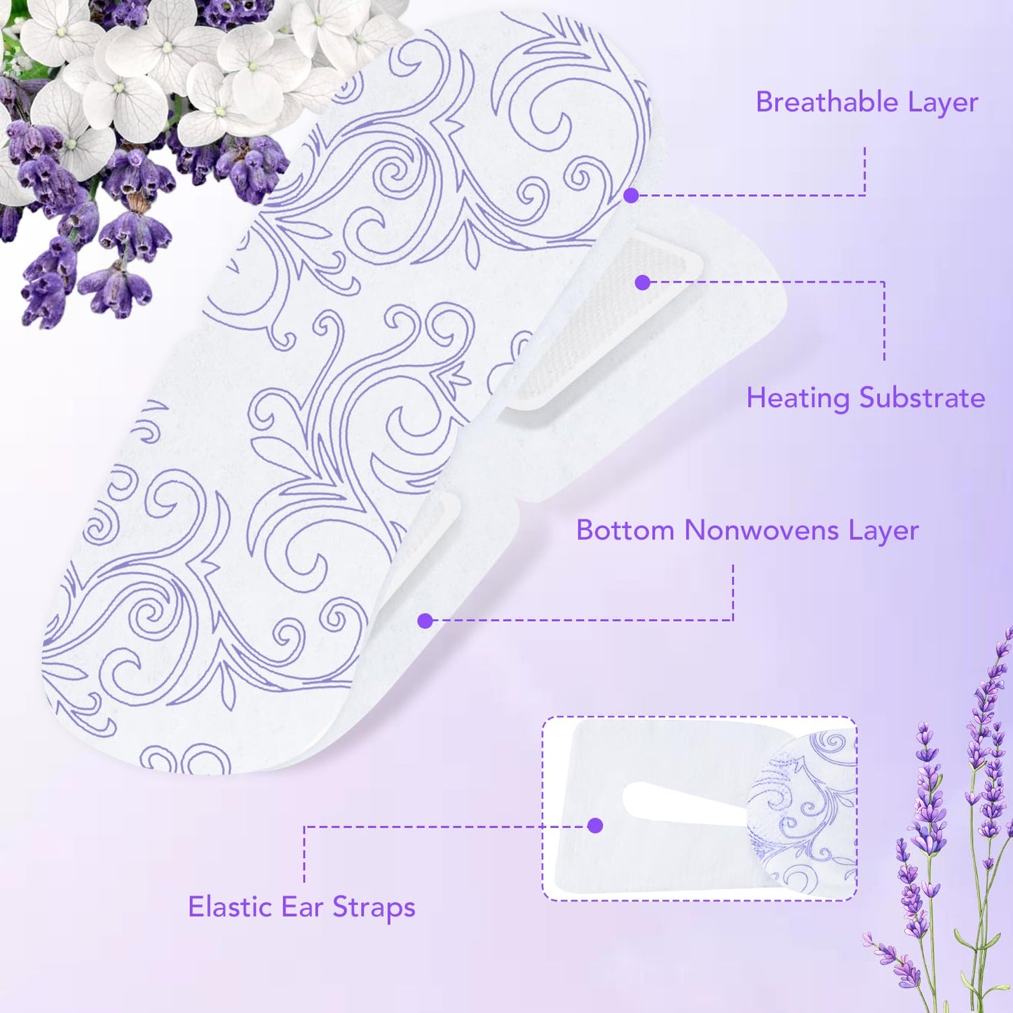 XPCARE 48 Pack Steam Eye Masks for Dry Eyes, Self Heated Steam Warm Eye Mask, Disposable Heated Eye Mask for Dark Circles, Puffy Eyes, Relief Stress Eye Fatigue（Lavender）