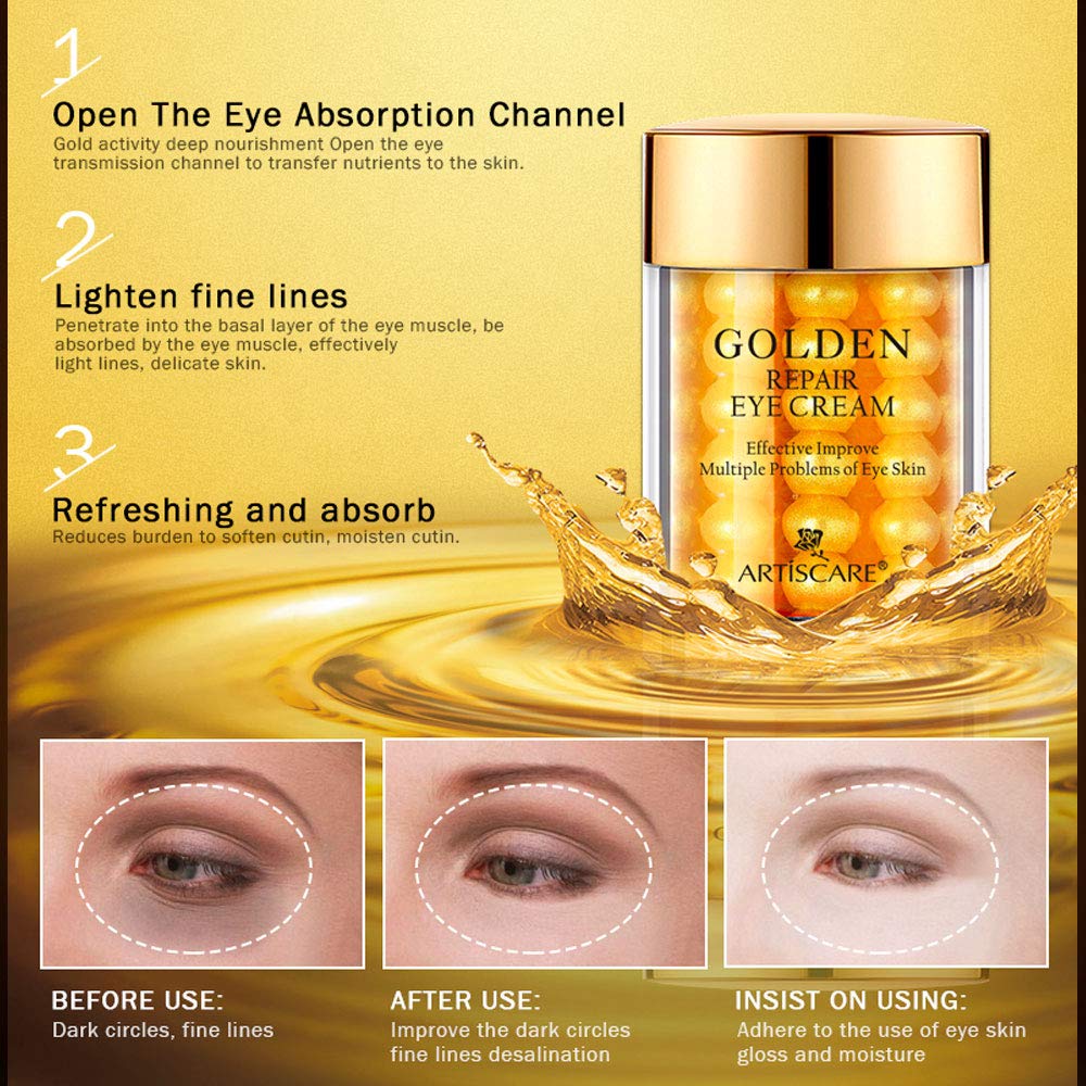 Golden Eye Cream Moisturizing Eye Serum Remove Dark Circles Fine Lines Eye Care Against Puffiness Eye Bags