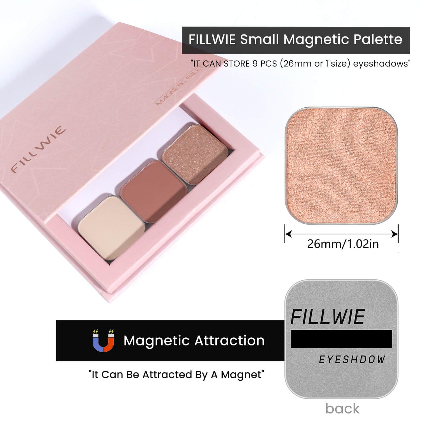 3-Color Eyeshadow Combo Pack – Matte & Shimmer Neutral Shades,Powder, Highly Pigmented, Long-Lasting, Refills Pans for Custom Magnetic Palette