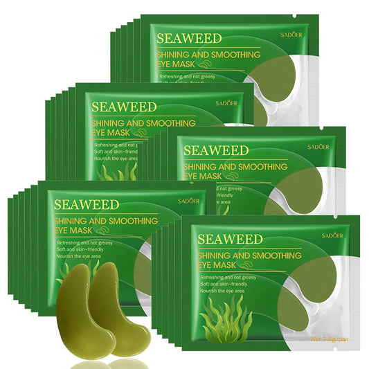 Adofect Eye Mask Collagen Eye Gel Pads Under Eye Mask for Puffiness and Dark Circle Under Eye Patches for Women and Men (Seaweed Green)