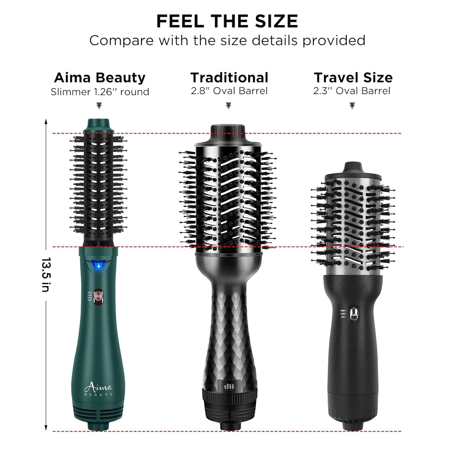 Aima Beauty Hair Dryer Brush, One Step Hair Dryer & Volumizing Hot Air Brush, 3 Heat/Speed Settings, Advanced Ionic Technology, Ceramic Coating, Nylon Pins & Tufted Bristles, Dark Green, 1000W, 125V