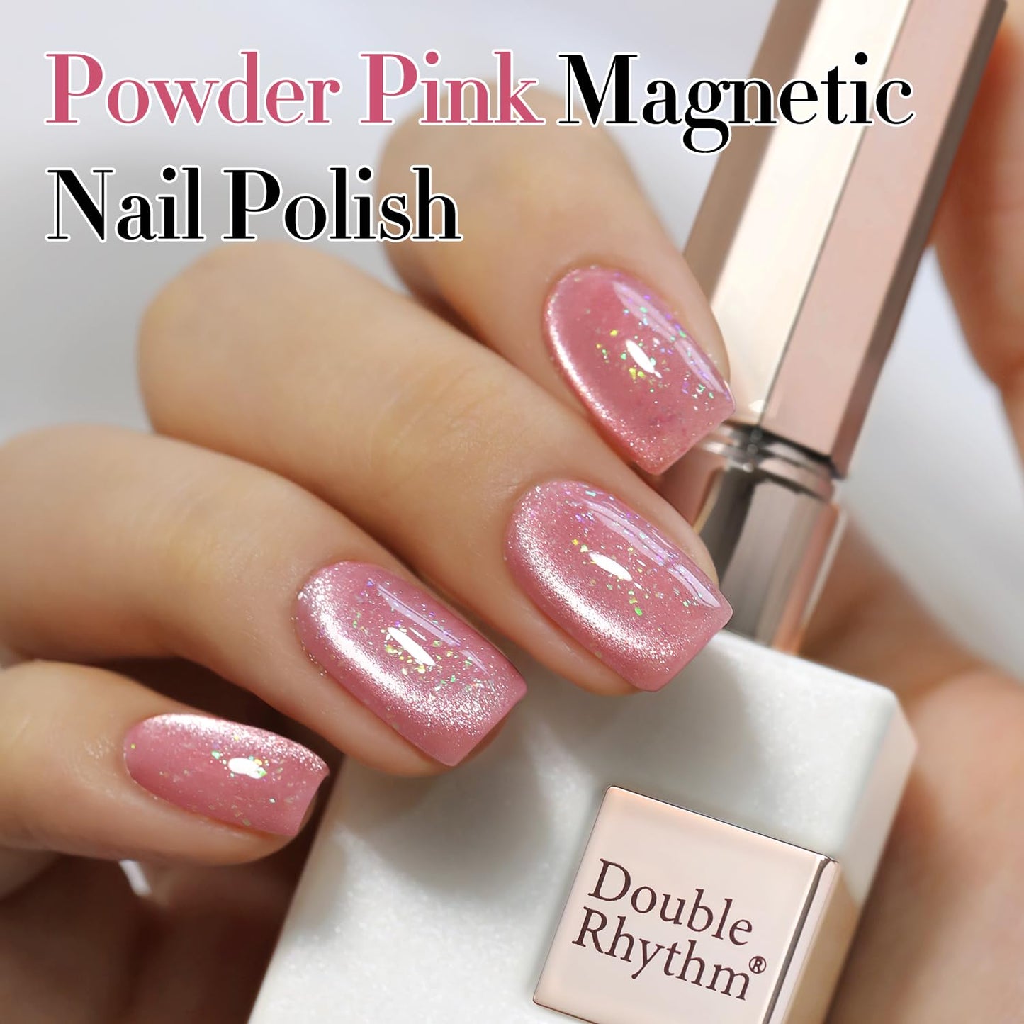 Double Rhythm 0.5 OZ Cat Eye Gel Polish with Magnet 15ML Holographic Glitter Shimmer Translucent Jelly Color Magnetic Nail Polish Salon DIY at Home (MC1012)
