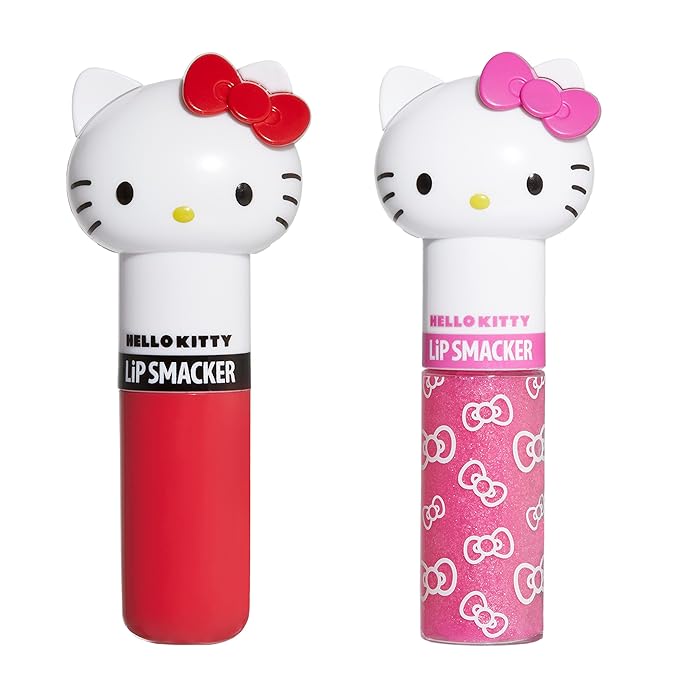 Lip Smacker Lippy Pals Swirls, Sanrio Hello Kitty, Flavored Moisturizing & Smoothing Soft Shine Lip Balm, Hydrating & Protecting Fun Tasty Glossy Finish, Cruelty-Free & Vegan - Cheerful Cherry, Kiwi