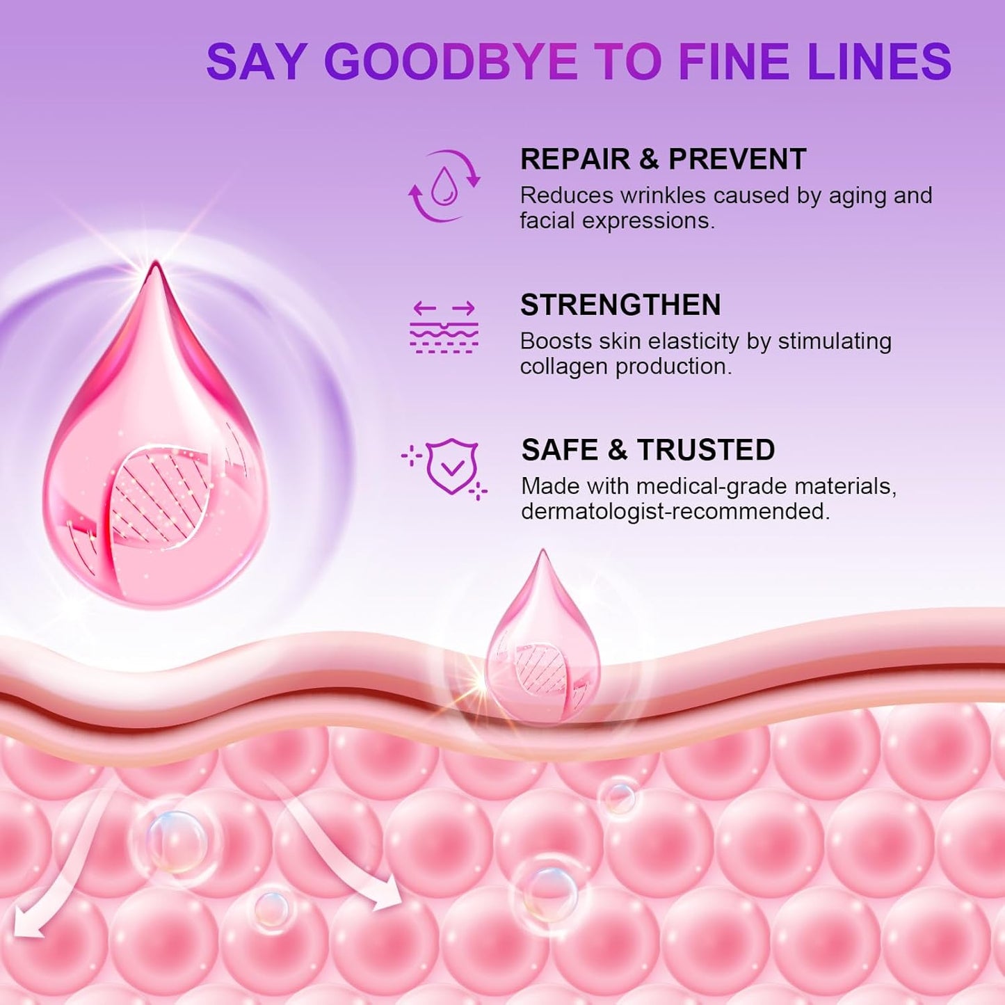 Facial Wrinkle Patches, Anti Wrinkle Patches for Forehead, Face, Frown Lines, Smile Lines, Overnight Wrinkle Pads to Reduce Fine Lines, Reusable Anti-Aging Face Patches, 160 pcs