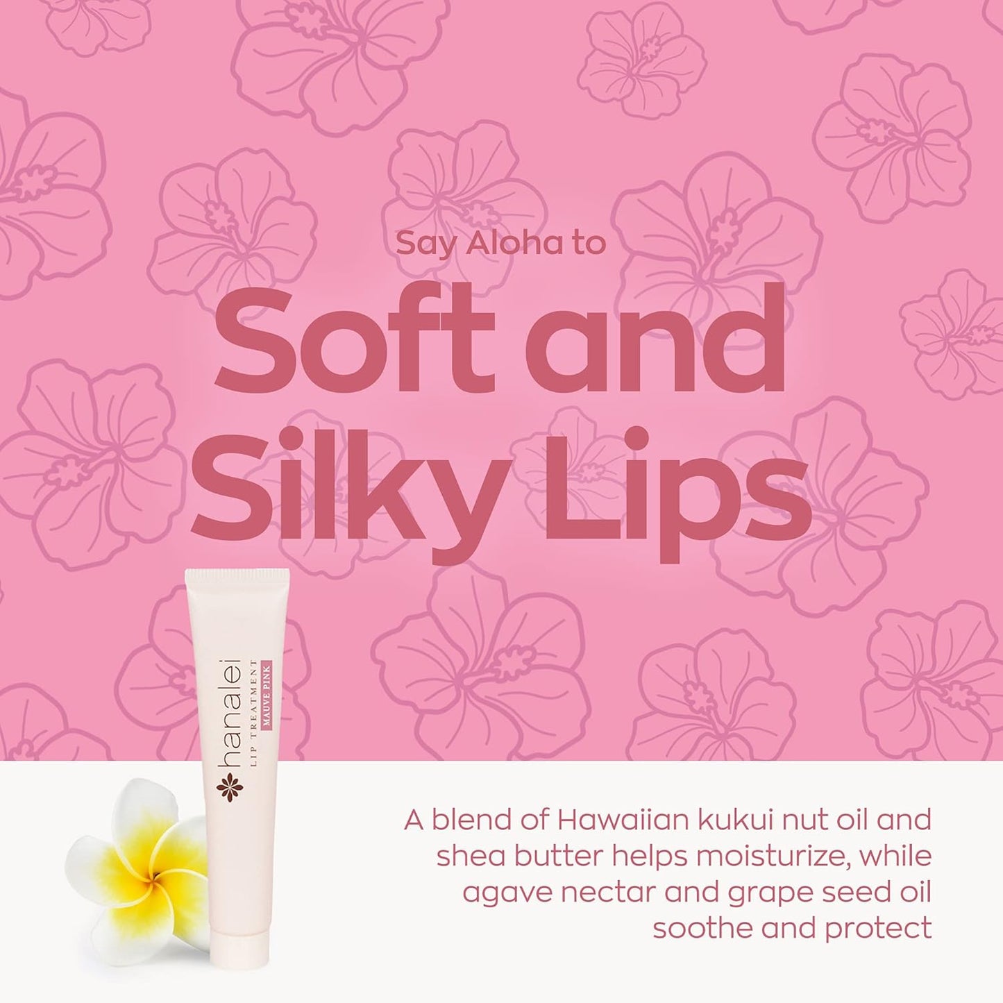 Hanalei Hydrating Lip Treatment Balm – Cruelty-Free, Paraben-Free Moisturizer for Severely Dry, Chapped Lips – Kukui Oil, Shea Butter & Grapeseed Oil –Mauve Pink Tint, Travel-Size 3-Pack (5g X 3)