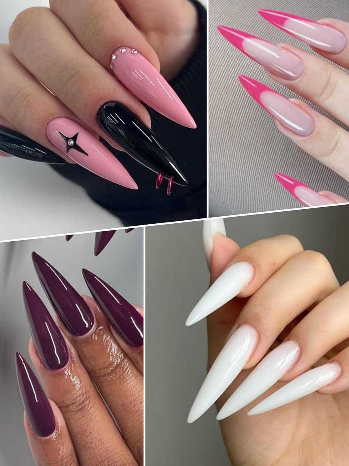 TOROKOM 150Pcs Poly Extension Gel Dual Nail Forms Clear Nail Forms Full Stiletto Nail Molds 15 Sizes for Gel Manicure Nail Art Design Salon&DIY