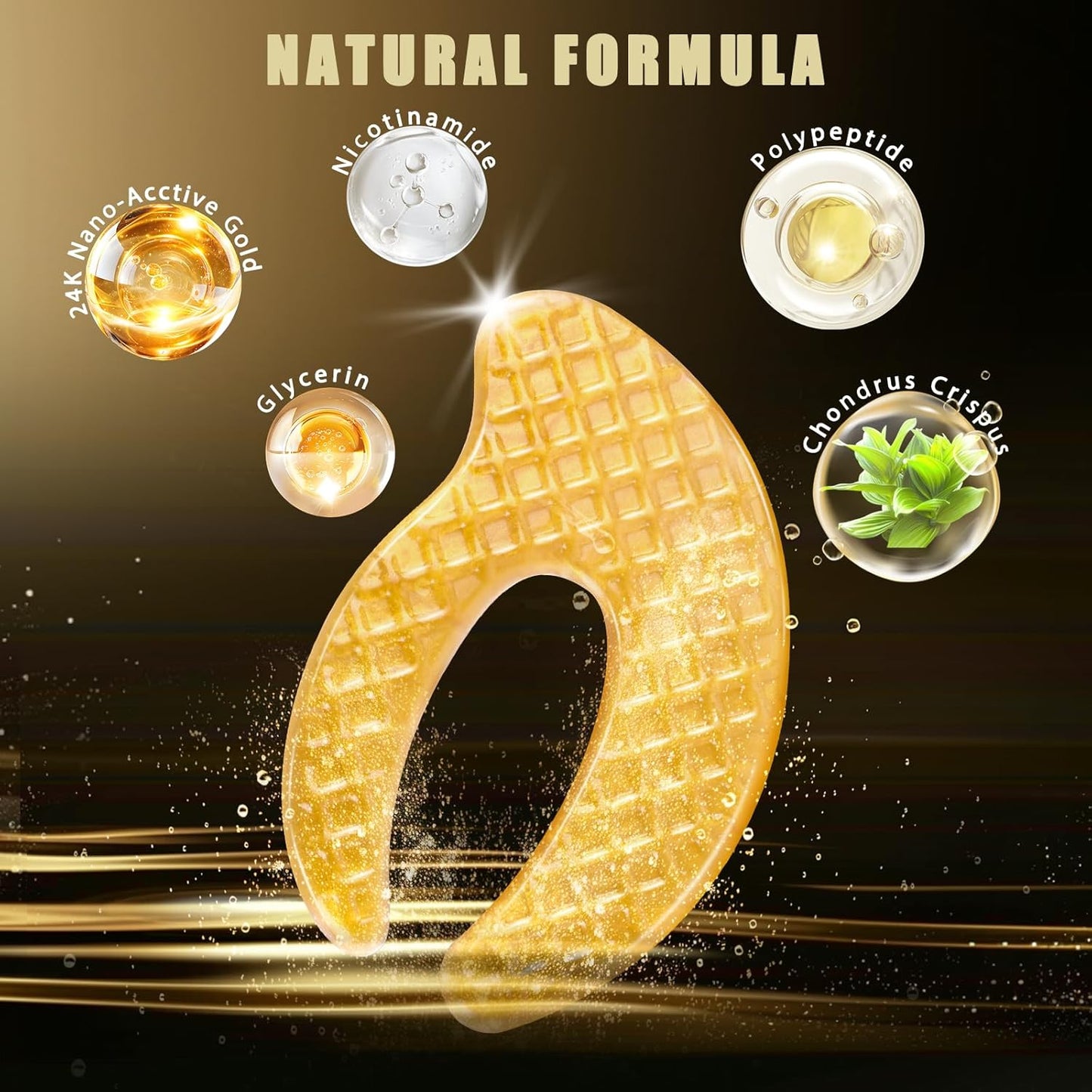 SACATR Under Eye Patchs, Under Eye Patches for Puffy Eyes and Dark Circles Wrinkle Eye Bags, Gold Eye Patches for Puffy Eyes with Abundant Collagen-5 Pairs(24k Gold)