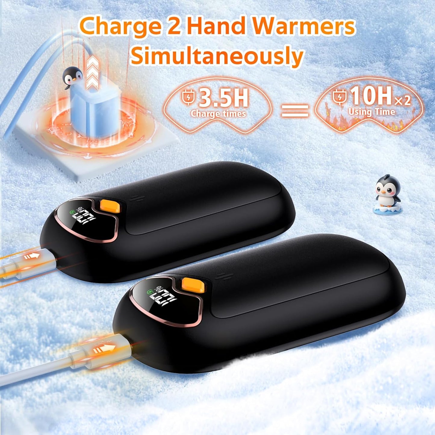Hand Warmers Rechargeable - Magnetic Electric Hand Warmers 2 Pack, LED Display, 4 Settings Fast Heating Reusable Portable Heater Handwarmers for Golf Hunting Camping Essentials, Gifts for Men Women