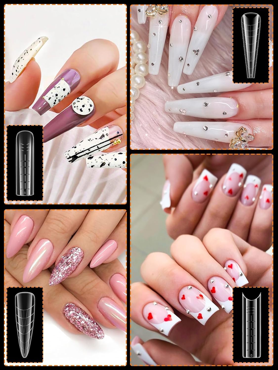 TOROKOM Dual Form Kit, 192PCS Poly Gel Forms for French Nails, 96PCS Reusable Silicone Pads, 5PCS Clips, Brush Pen, Files Buffer, Extension Kit for Beginner