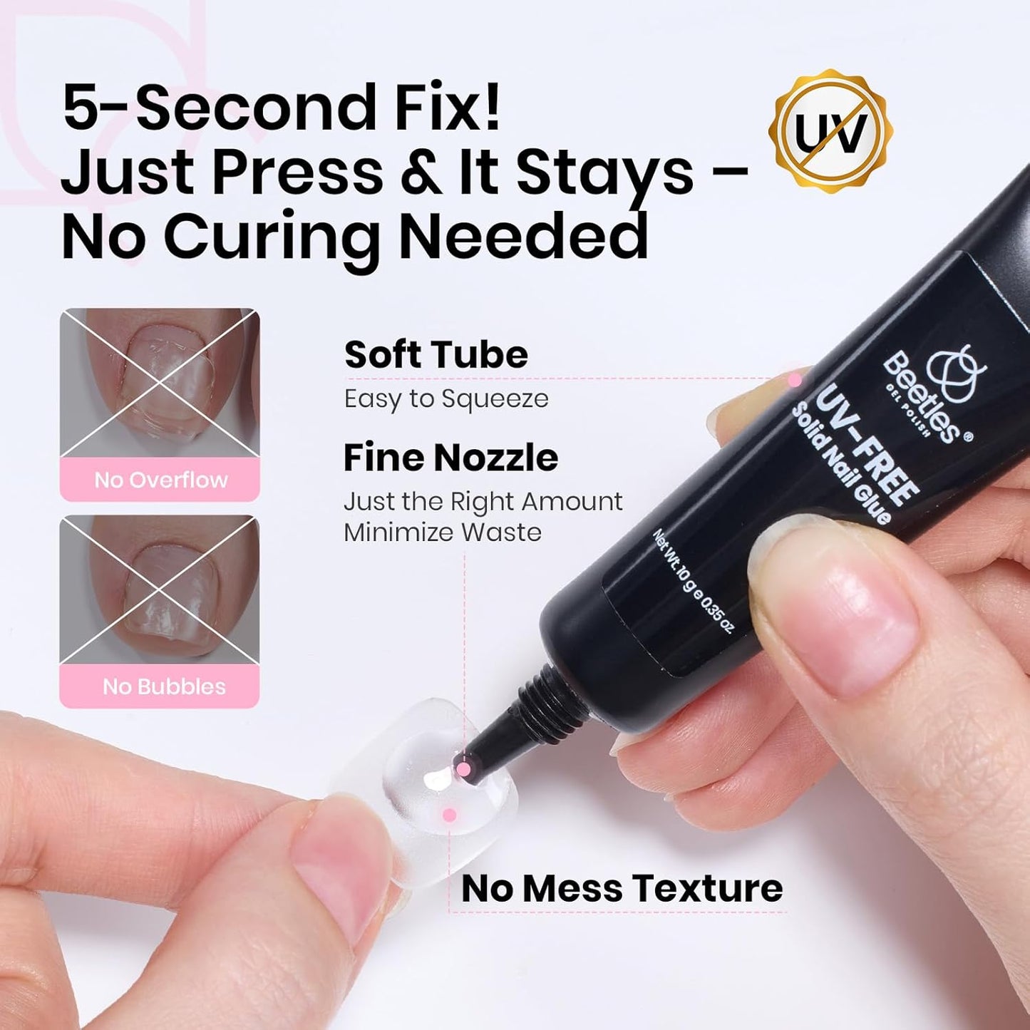 Beetles Toe Nail Tips Kit Square with Nail Glue - 16 Sizes 256 Pcs Pre-etched Double Matte Full Cover Press on Toenails Super Strong Nail Glue, Toe Nail Extensions Set for Women