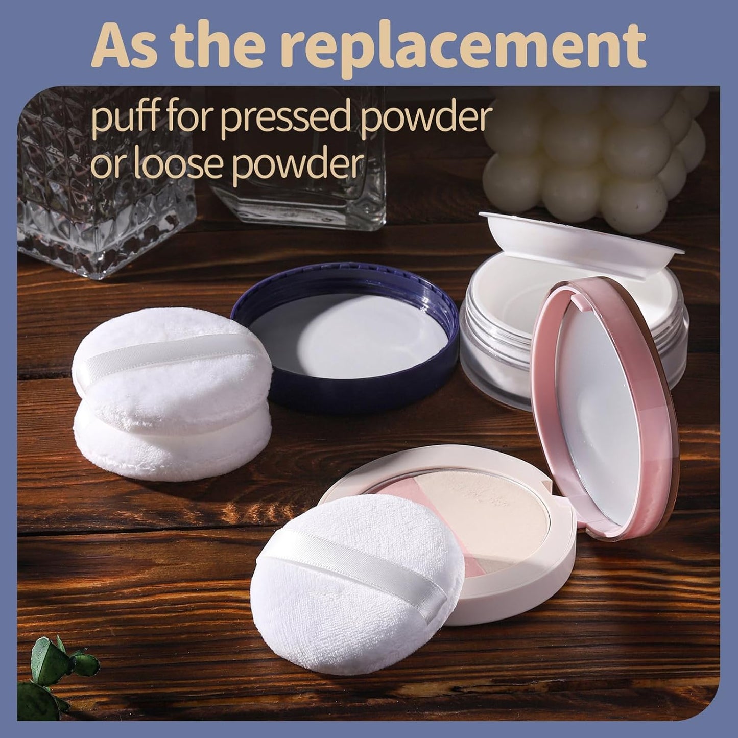 Teenitor 3pcs Setting Powder Puff 2.36 Inch, Soft Applicator for Loose and Pressed Powder, Face Makeup Puff With Cases