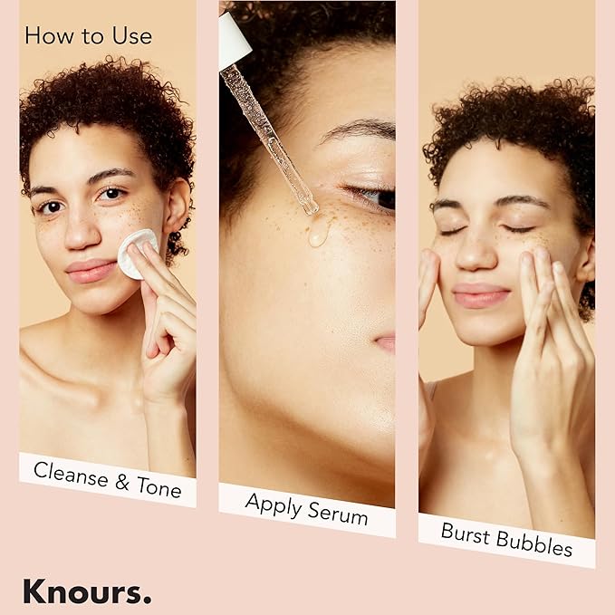 Knours. Balancing 5xHA+Gromwell Root oil Bubble Burst Serum w/ 59% Rose Water Niacinamide, Retinal Hydrating Healthy Serum for Improved Tone & Texture EWG Verified Clean Beauty 50ml/1.69fl. oz.