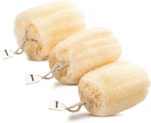 Premium Natural Egyptian Loofah Sponges, Made from 100% Natural Organic Material, Gentle Skin Exfoliation, and Full-Body Spa Experience – Eco-Friendly Loofah 3 Count (1 Pack)