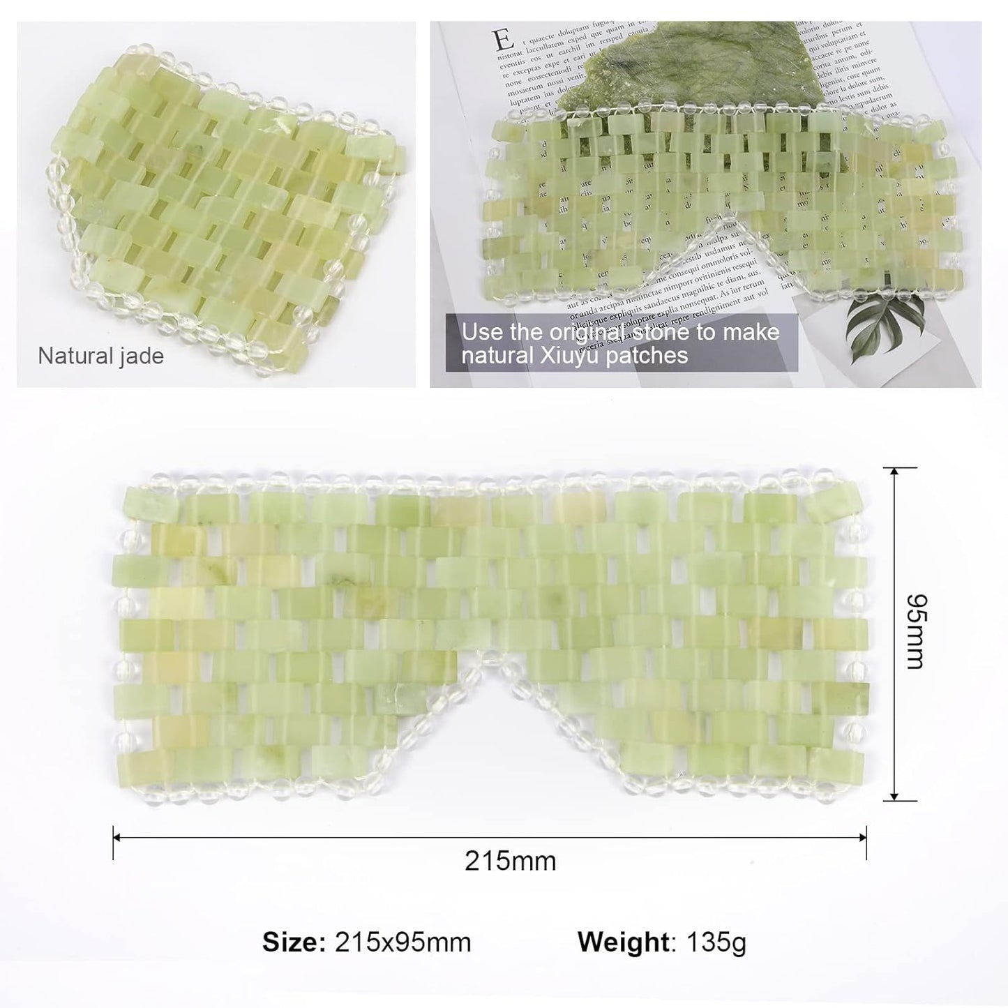 Jade Eye Mask, Facial Cooling Mask with 100% Real Jade for Hot & Cold Therapy to Reduce Wrinkles, Puffiness, Migraines, and Anti-Aging