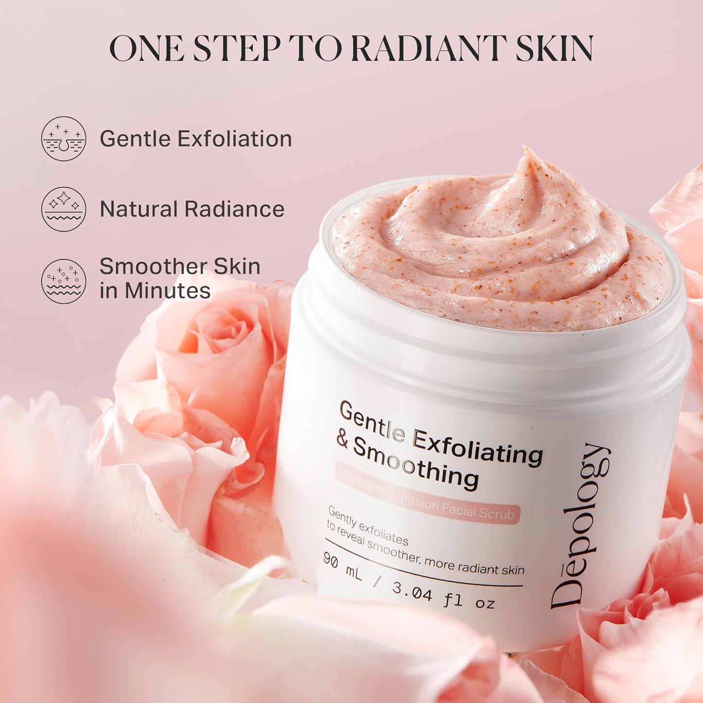 depology Microdermabrasion Facial Scrub – Exfoliator Face Polish with Walnut Shell, Jojoba & Botanical Oils for Radiant, Smooth Skin – Face Exfoliator Gentle Pore Refining for Dull or Uneven Texture