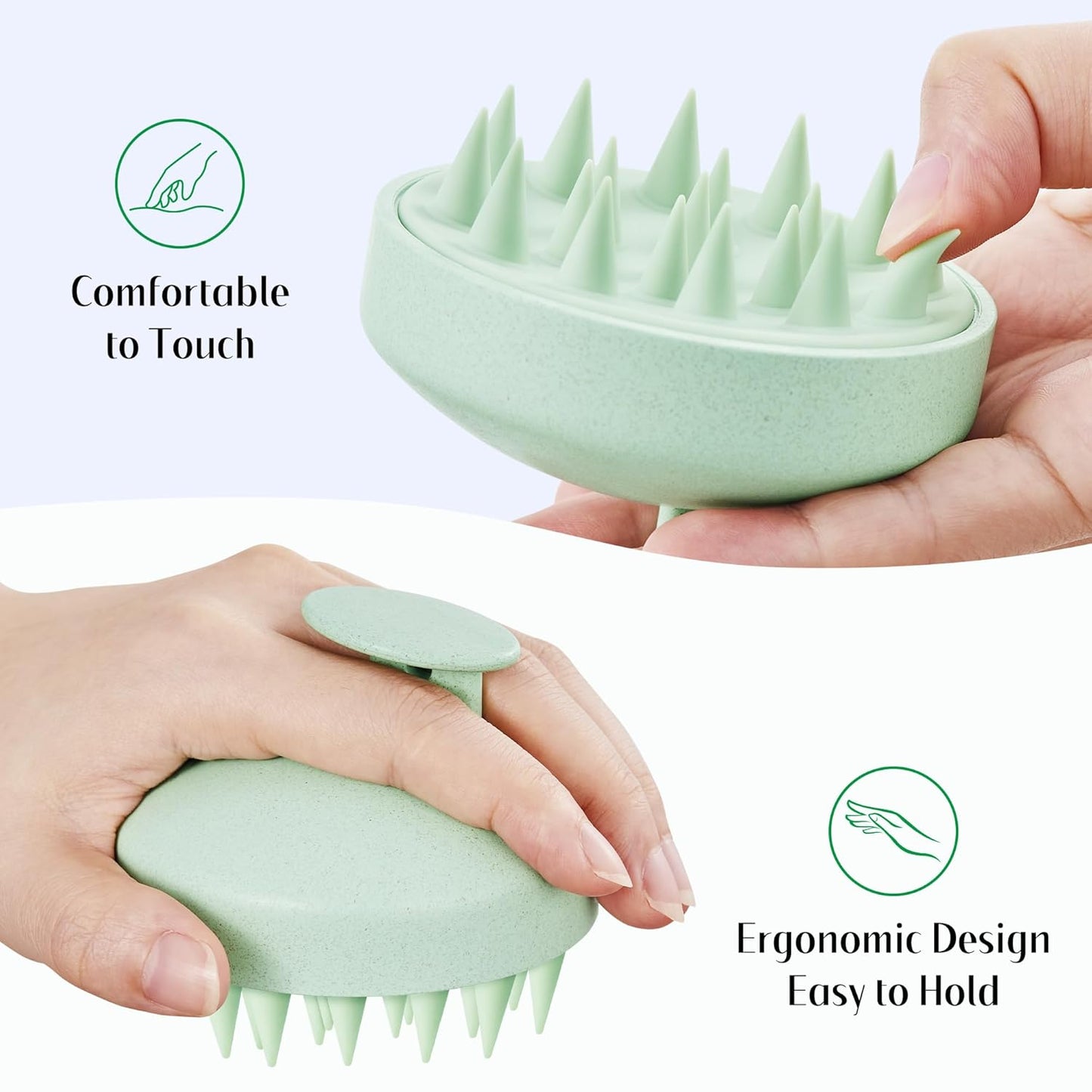 HEETA Scalp Scrubber Shampoo Brush, Scalp Massager Tool for Hair Growth, Soft Silicone Bristles for Dandruff Removal Wet Dry Use Women Men Kids Pet, Fit All Hair Types Care, Green