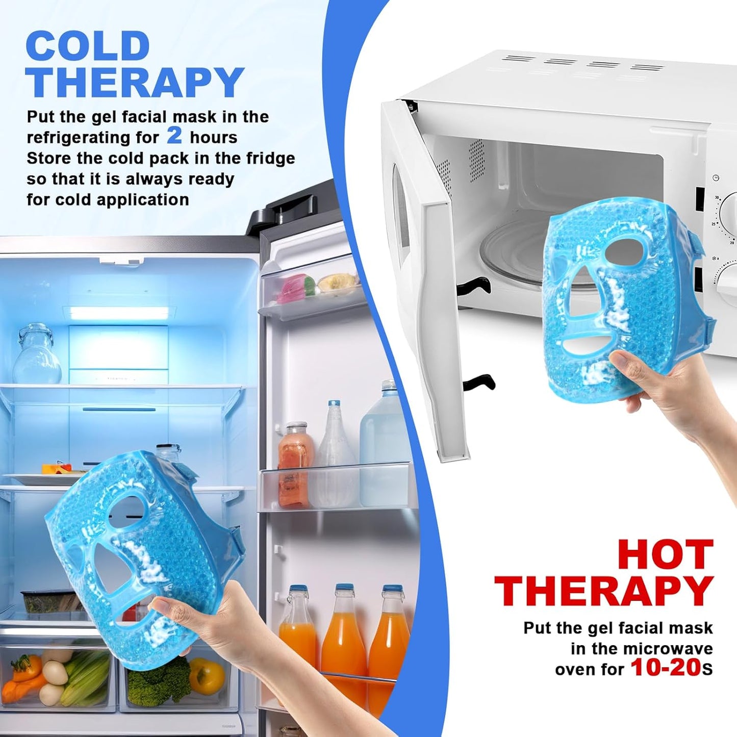 Ice Pack Cold Face, Eye Masks Reduce Face Puff, Dark Circles, Reusable Cold Hot Gel Face Eye Mask, Suitable for Women Facial SPA, Ice Face Mask for Sleeping, Headaches (Blue Updated)